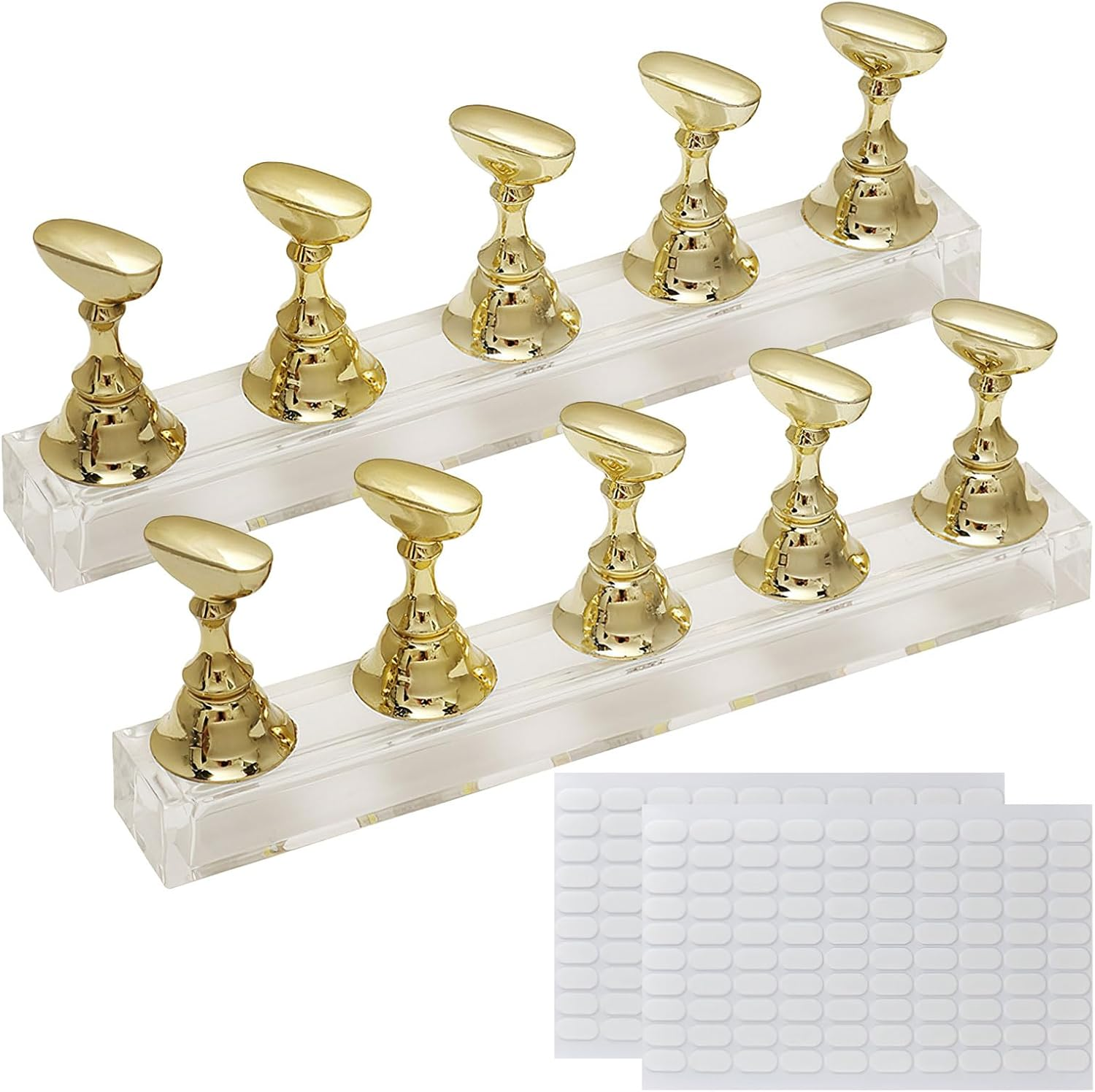 Pack of 2 Nail Stands, Acrylic Nail Practice Stand, Magnetic Nail Tips Holder, Fingernail DIY Nail Art Stand for False Nail Tip, Manicure Tool, Salon (Silver)