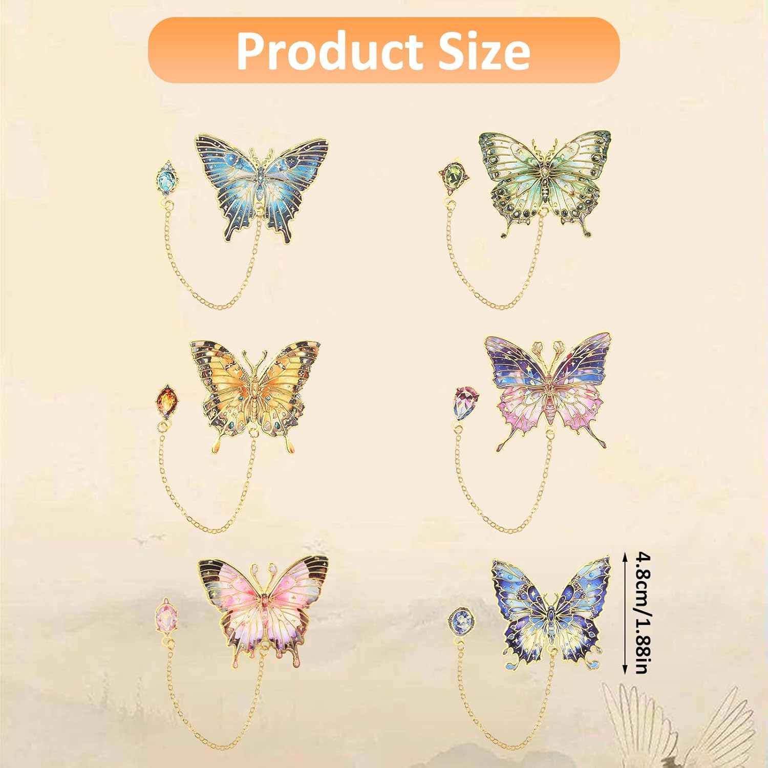 6 PCS Metal Bookmarks - Retro Oil Painting & Butterfly Designs for Women image number 4