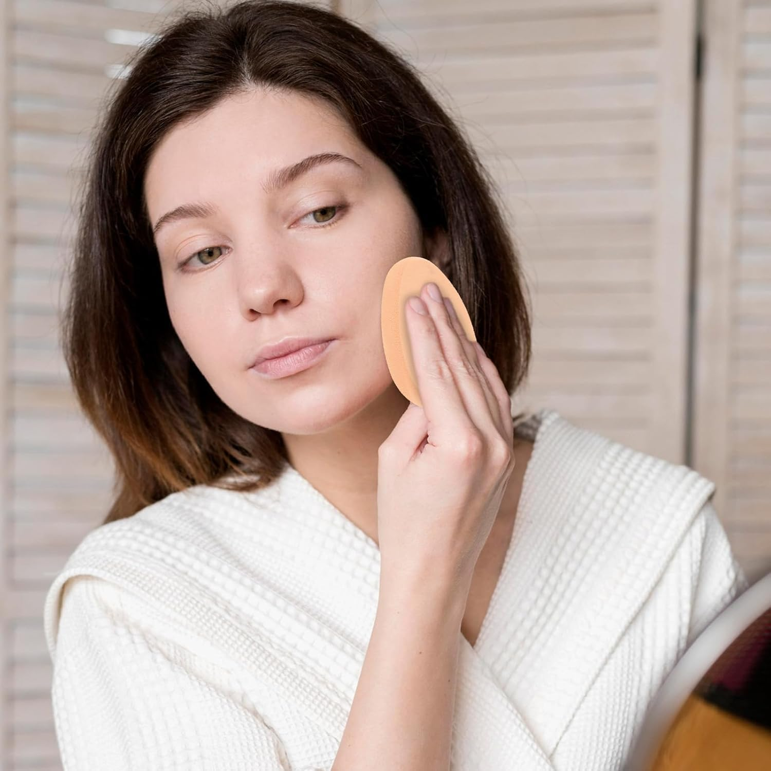 5 PCS Flat Makeup Sponges for Foundation, Smooth Foundation Sponge, Beige Cushion Foundation Puff, Beauty Blender Make up Sponges for Professional Makeup image number 1