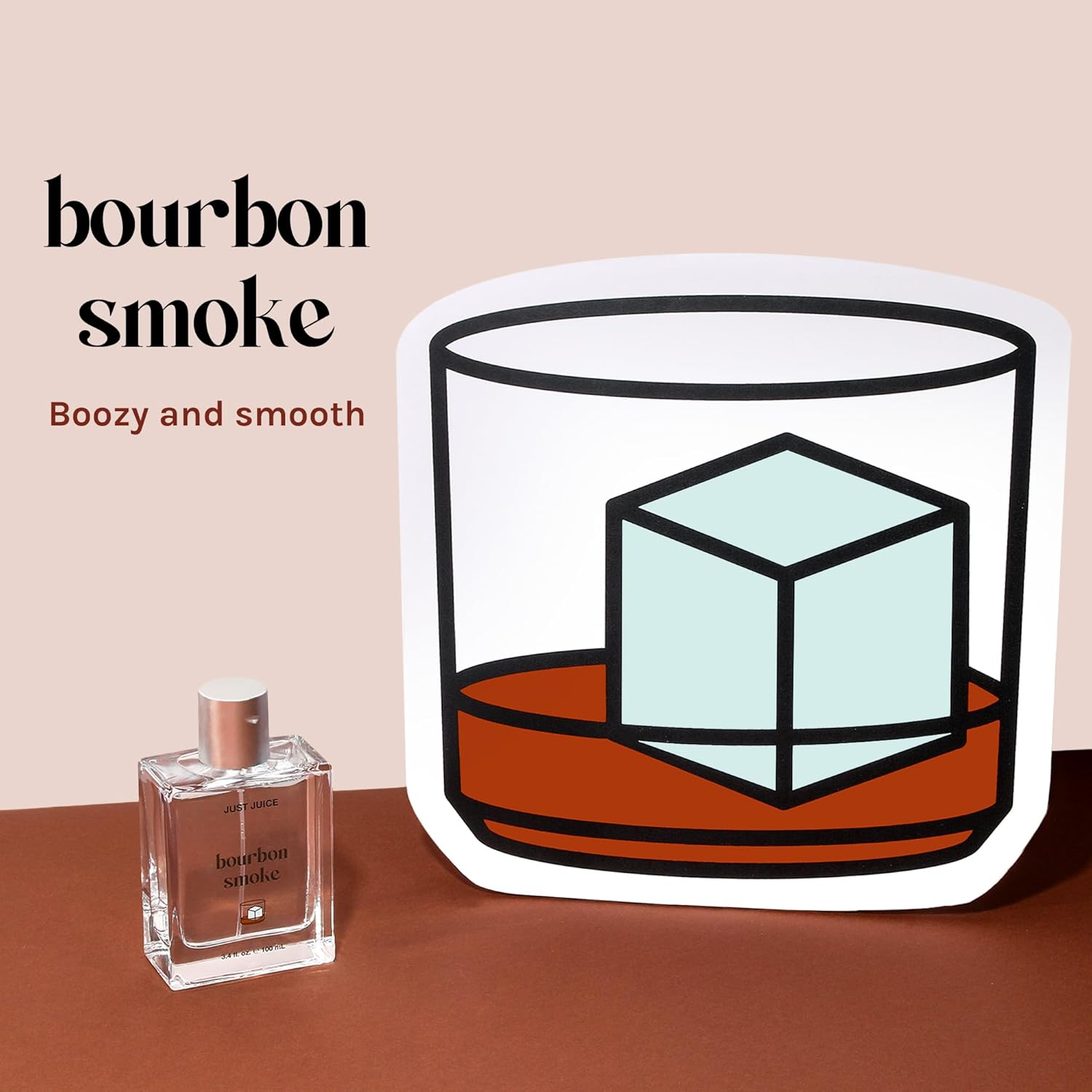 Just Juice Bourbon Smoke - Spicy, Warm Vanilla Perfume for Women and Men - Amber Perfume with Black Pepper, Cedar, Suede - 3.4 Oz