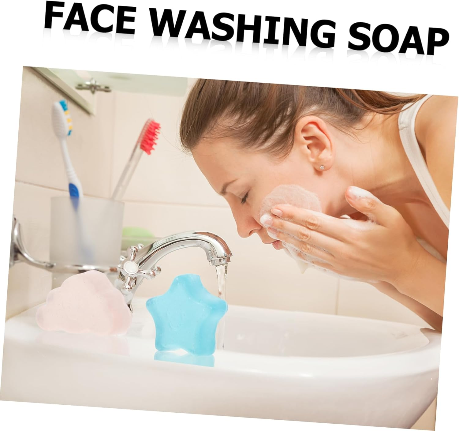 Beatifufu 2Pcs Face Soap Bar Gentle Cleansing for Oily Skin Exfoliating Oil Control for Facial Cleansing Travel Gym image number 5