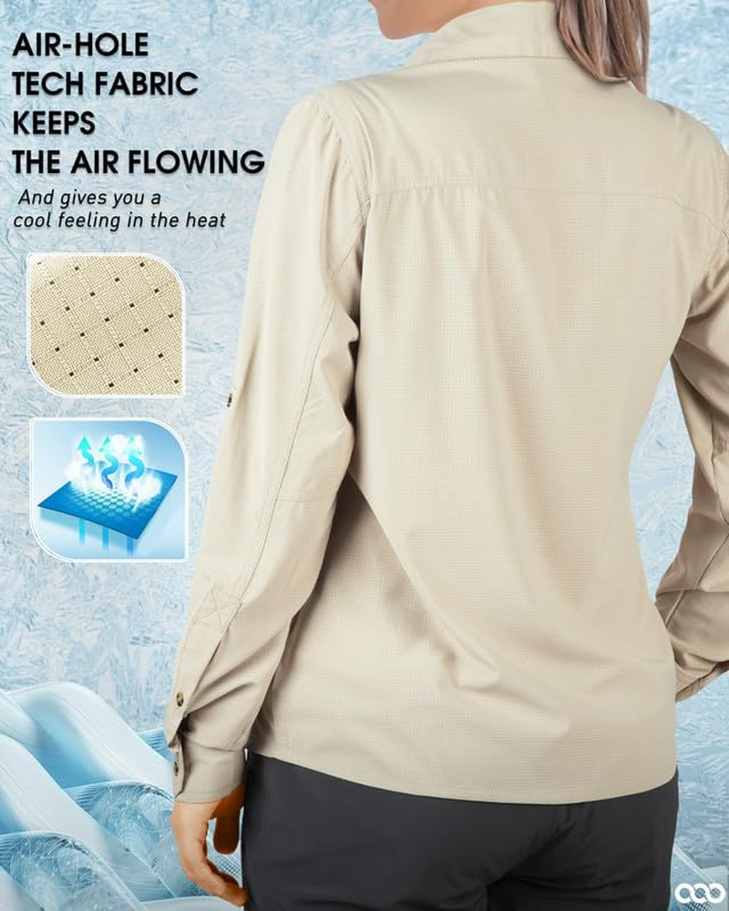 33,000Ft Women'S Hiking Shirts UPF50+ UV Protection Outdoor Shirt Quick Drying Casual Shirt Long Sleeve Functional Shirt Fishing Shirt for Walking Safari Travel Golf image number 7