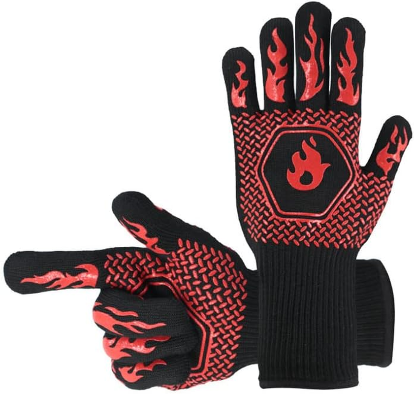 BBQ Grill Gloves 800℃ Extreme Heat Resistant Grilling Gloves Non-Slip Silicone Insulated Grill Mitts for Cooking,Baking,Grill,Welding,Smoker, 14Inch image number 2