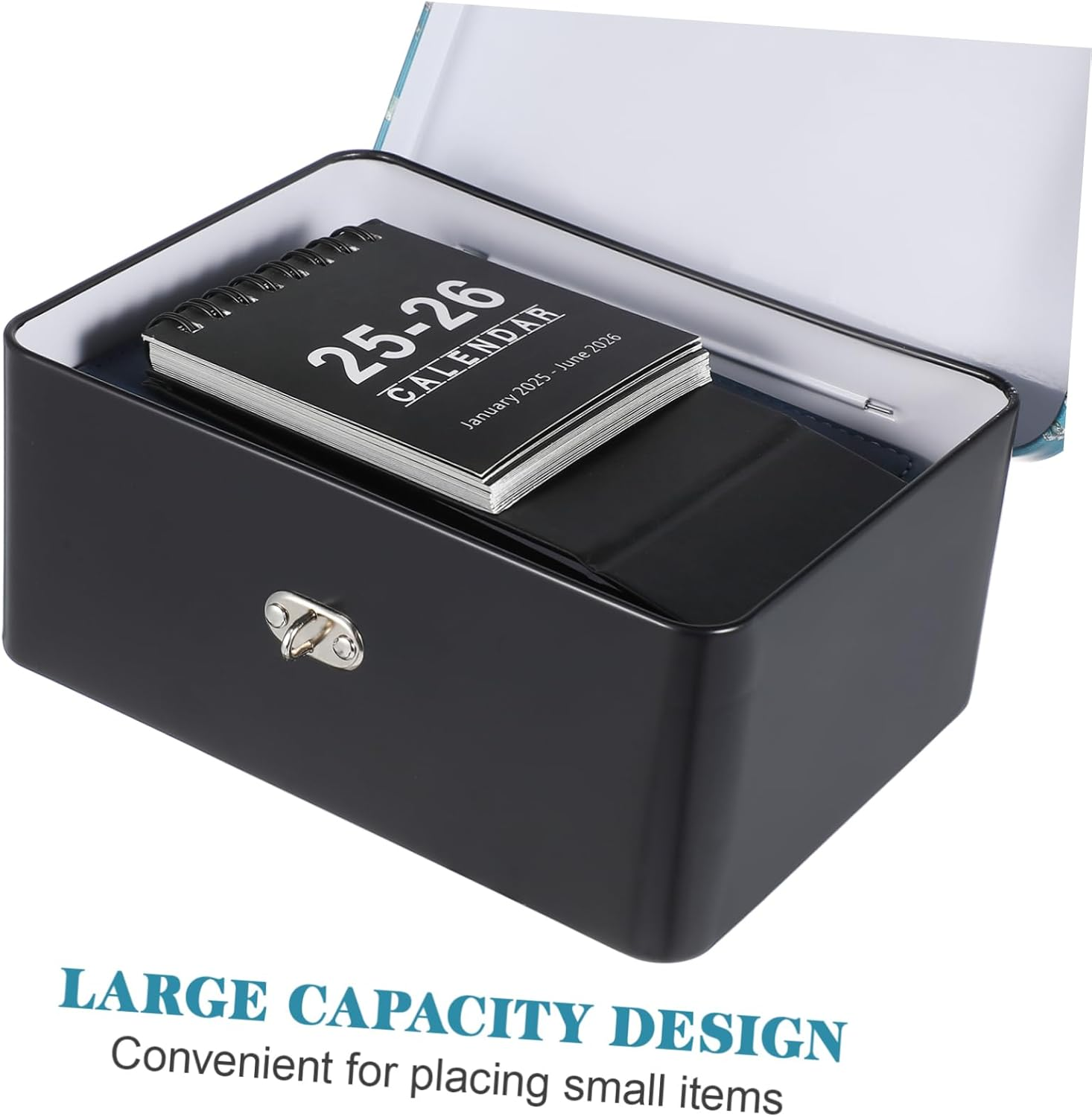 Lockable Storage Box Outdoor Key Lock Tinplate Box Capacity Jewelry Organiser image number 3