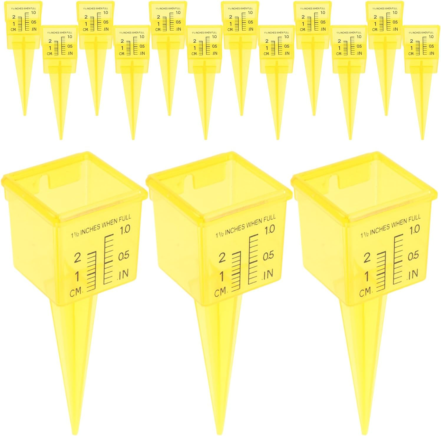 Balacoo 15Pcs Plastic Outdoor Rain Gauge Stake Wide Mouth 1.5In Lawn Rainfall Measure Gauge Rainfall Measuring Tube for Garden Backyard Fence