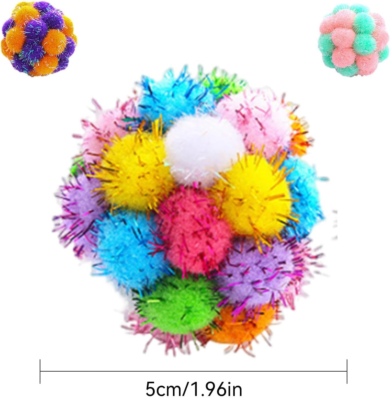 Fuzzy Cat Balls - Stuffed Cat Ball Toy - Assorted Color Balls Fuzzy Balls, Interactive Toys for Indoor Cats and Kittens, Toys image number 4