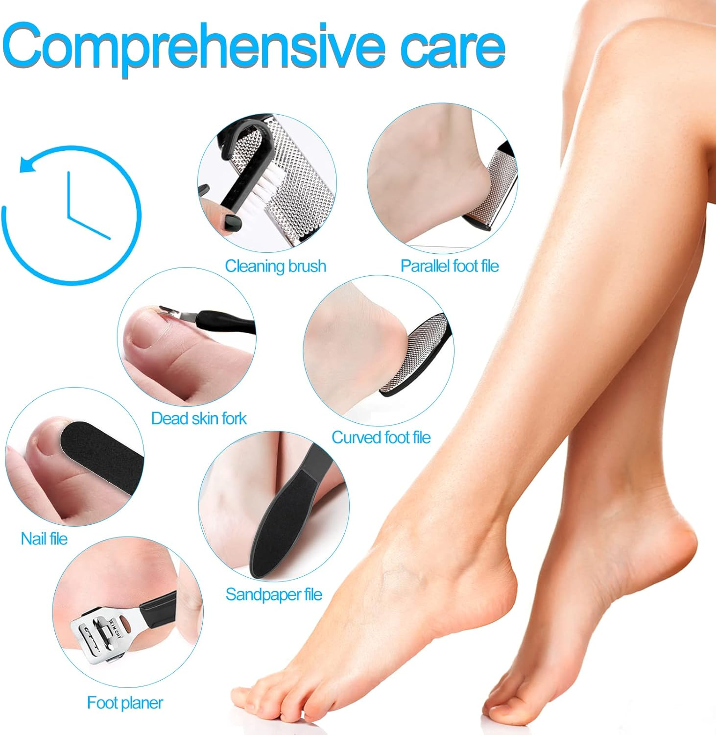 Sularpek Pedicure Kit, 10 in 1 File Feet, Pedicure Scraper, Pedicure Kit for Hard Skin Remover and Calluses, Foot Care image number 1