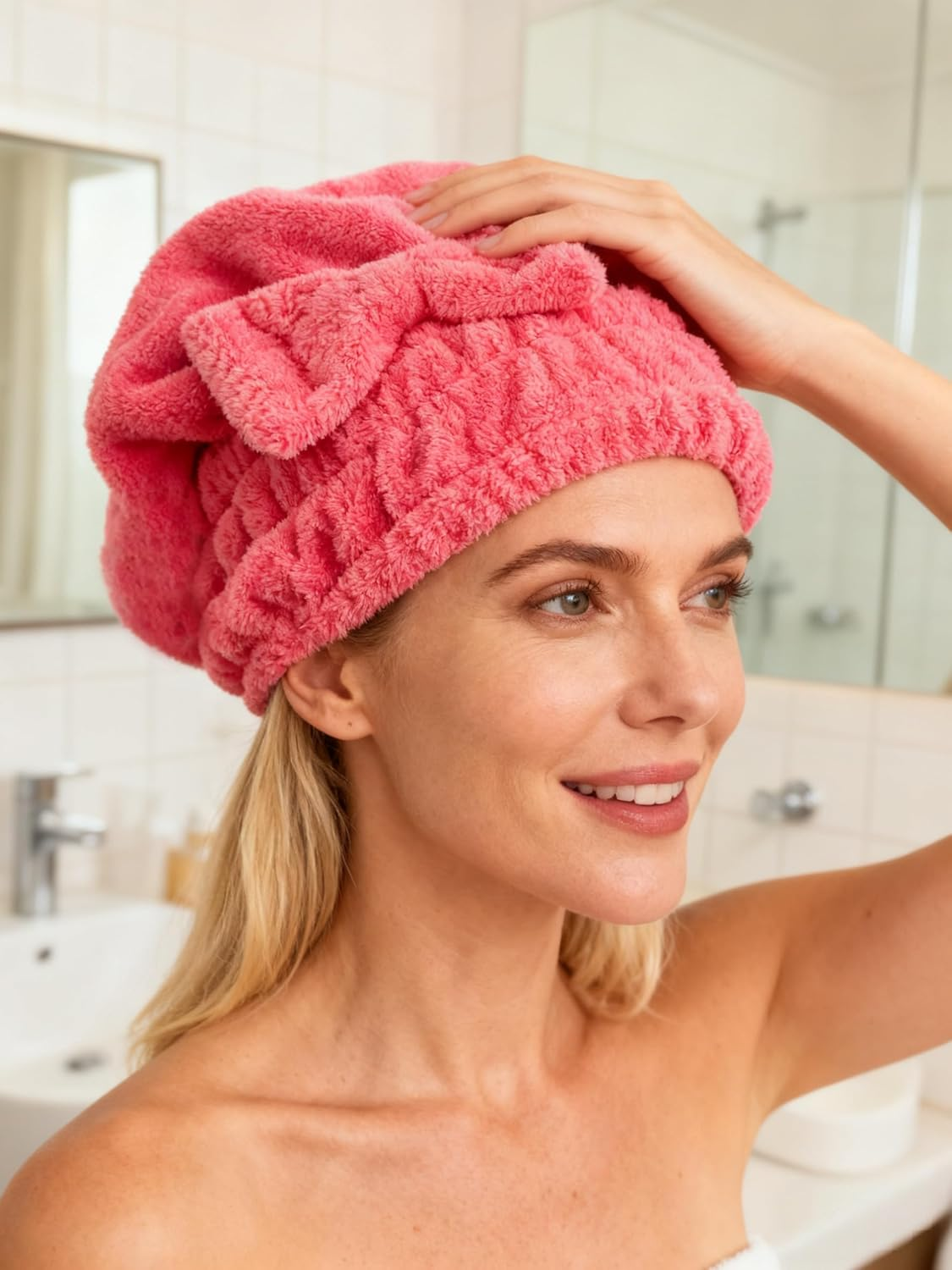 MAYOUTH Microfiber Hair Drying Caps Hats Extrame Soft & Ultra Absorbent Fast Drying Hair Wrap Towels Quick Drying Towel Hat for Women and Girls (Darkgrey+Rose Red) - 1Gray+ Darkgrey image number 6