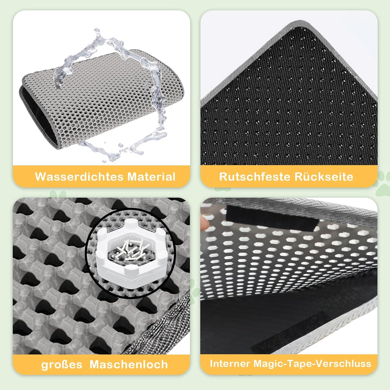 Phantasy Cat Litter Tray Mat 55 X 75 Cm, Black Cat Litter Mat, Honeycomb Design Mat, Waterproof Double Layer Design, Honeycomb Mat, Cat Litter Tray Mat image number 2