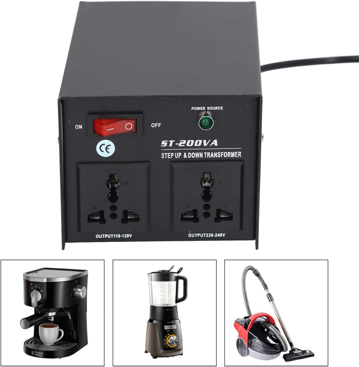 Voltage Transformer, Compact Watt Voltage Converter, Circuit Breaker Voltage Converter Transformer for Hair Dryer, Juicer, Rice Cooker, from To, To image number 3