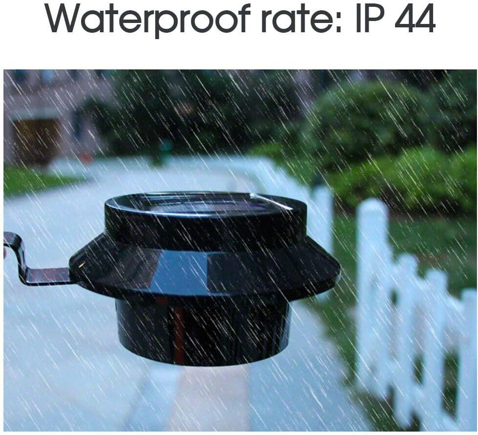 Leona Co 3Leds Solar Panel Black Solar Power Powered Outdoor Garden Light Gutter Fence LED Wall Bracket (2) image number 1