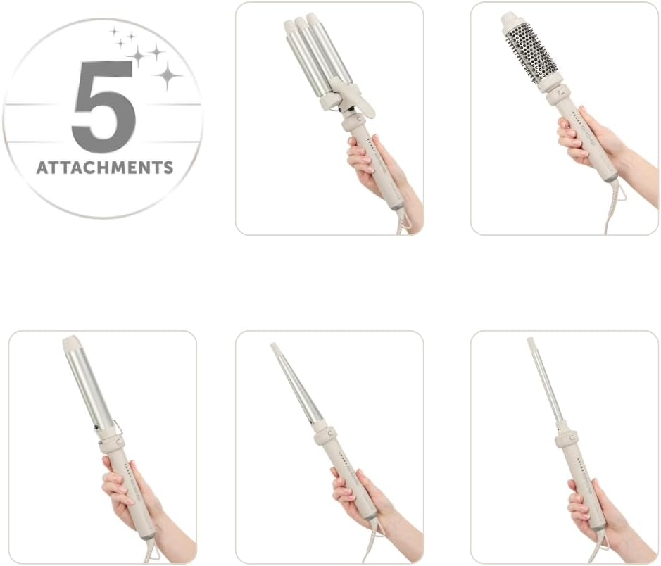 Remington 5-In-1 Hair Curler [3 Attachments 13-33 Mm, Curling Tongs, round Brush] Trendology (130&deg;C - 210&deg;C LED Display, Waves, Natural Curls, Identified, All Hair Types) CI41MS5E51 image number 1