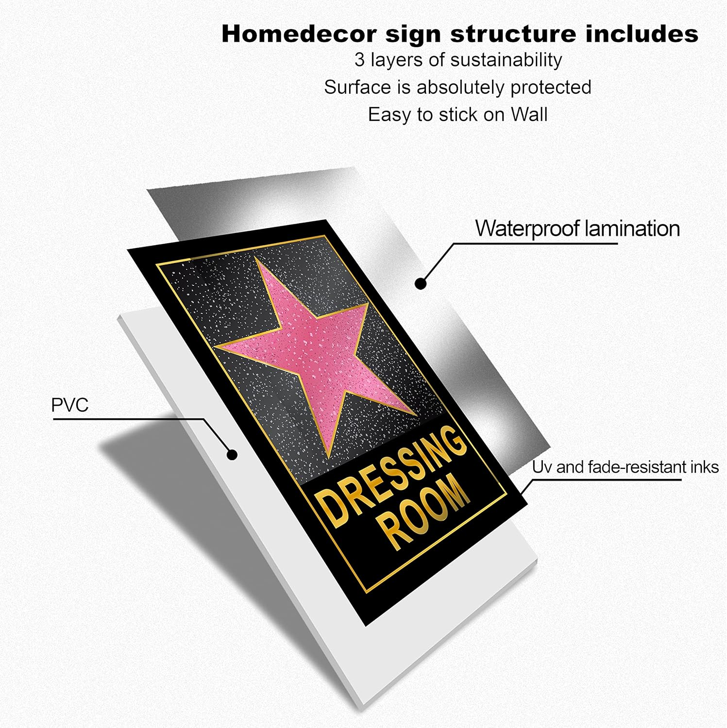 HK Studio Dressing Room Decor for Teen Girls 10" X 15" - Pink Star Y2K Room Decor Aesthetic image number 3