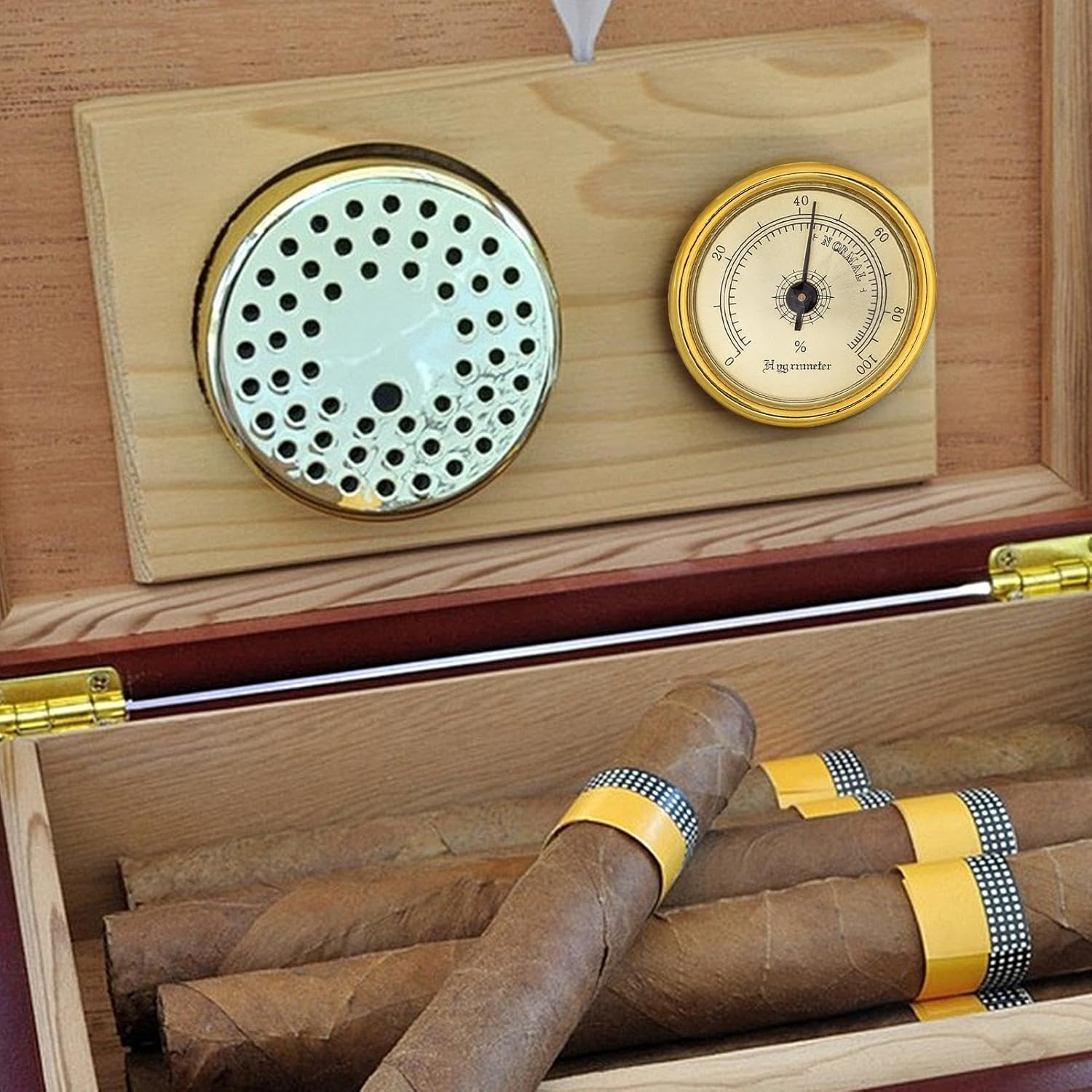 Humidity Meter for Cigars, Cigar Humidors, Analog Hygrometer with Back Magnet, High Accuracy, 45Mm, No Batteries Required, Surface Mount