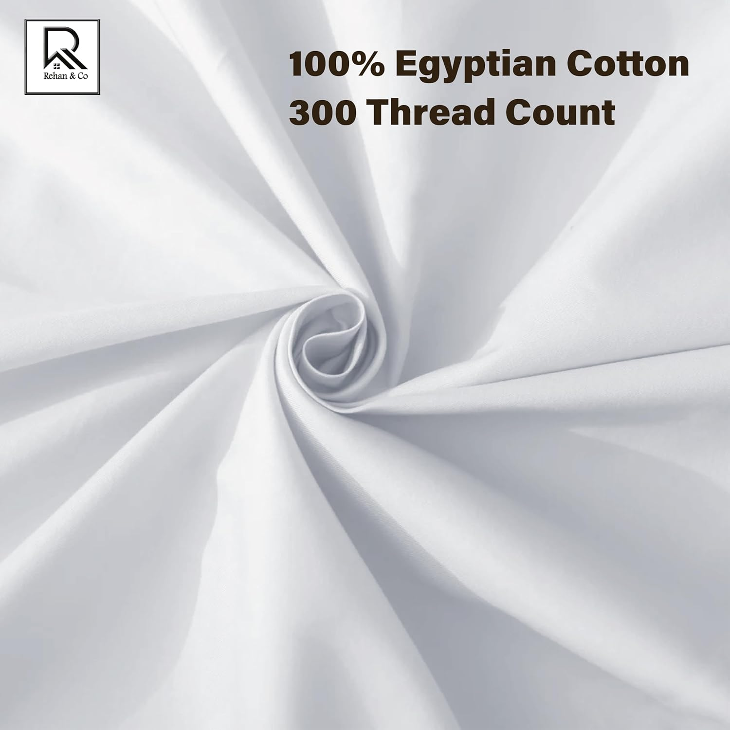 Rehan & Co 100% Egyptian Cotton Fitted Sheets 300 Thread Count Breathable Hotel Qulaity Bedding 12&rdquo; / 30Cm Deep Fitted Bed Sheet. (White Fitted Sheet, King)