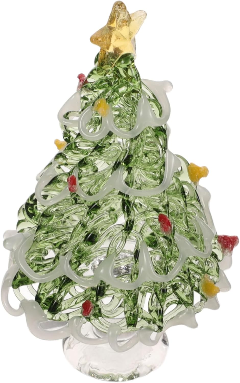 Small Christmas Tree Ornaments Glass Pine Tree Christmas Party Decor Desktop Xmas Holiday Statue Craft image number 3