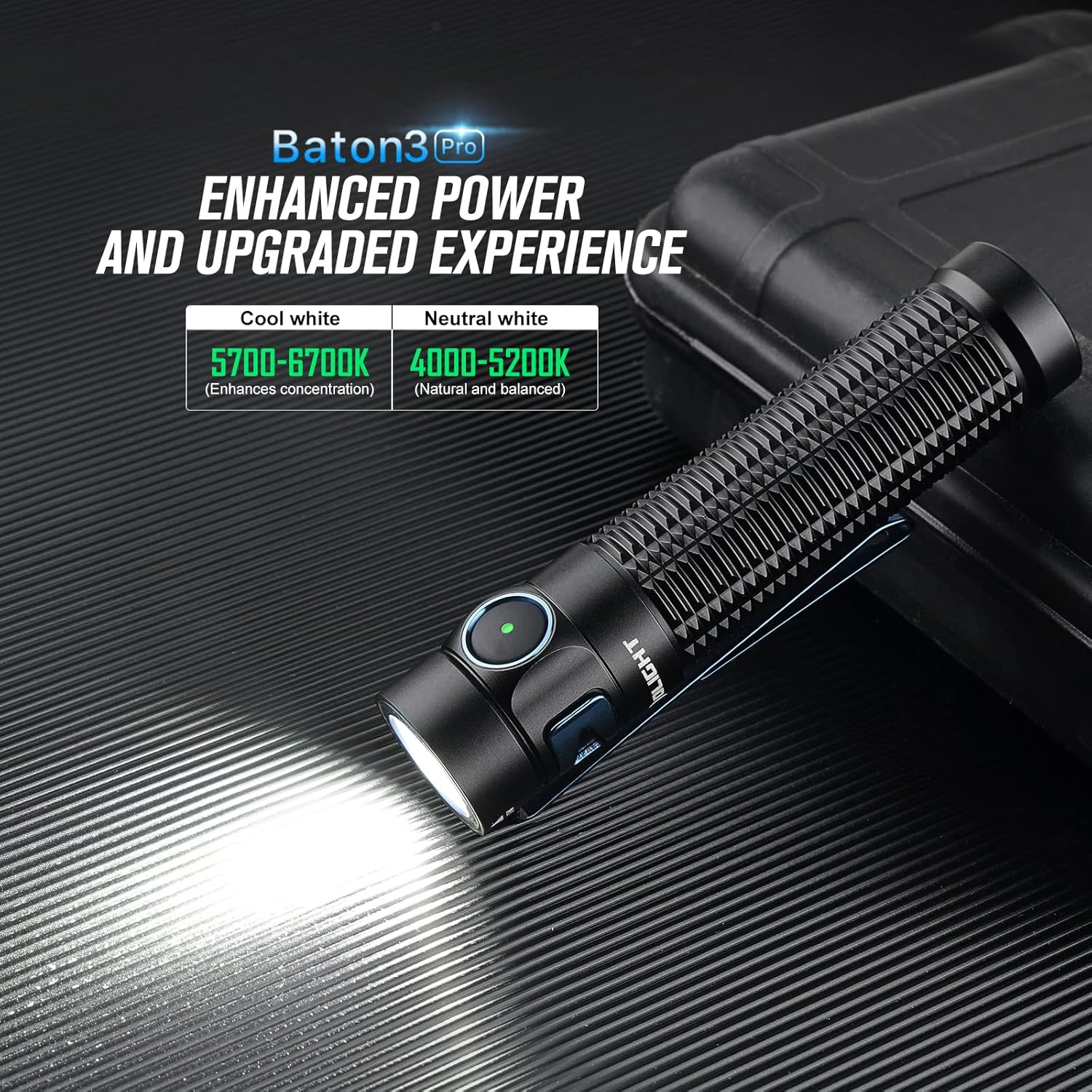 OLIGHT Baton3 Pro Maximum 1500 Lumens Rechargeable Handheld Pocket Led Waterproof Flashlight for Camping(Black, Cool White Light: 4000~5000K) image number 2