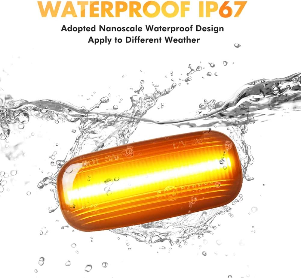 2 Pieces Led Dynamic Side Marker Turn Signal Light Sequential Blinker Lights for Au Di A3 S3 8P A4 S4 RS4 B6 B7 B8 A6 S6 RS6 C5 C7 2003-2011 Black Indicator Lamp image number 6