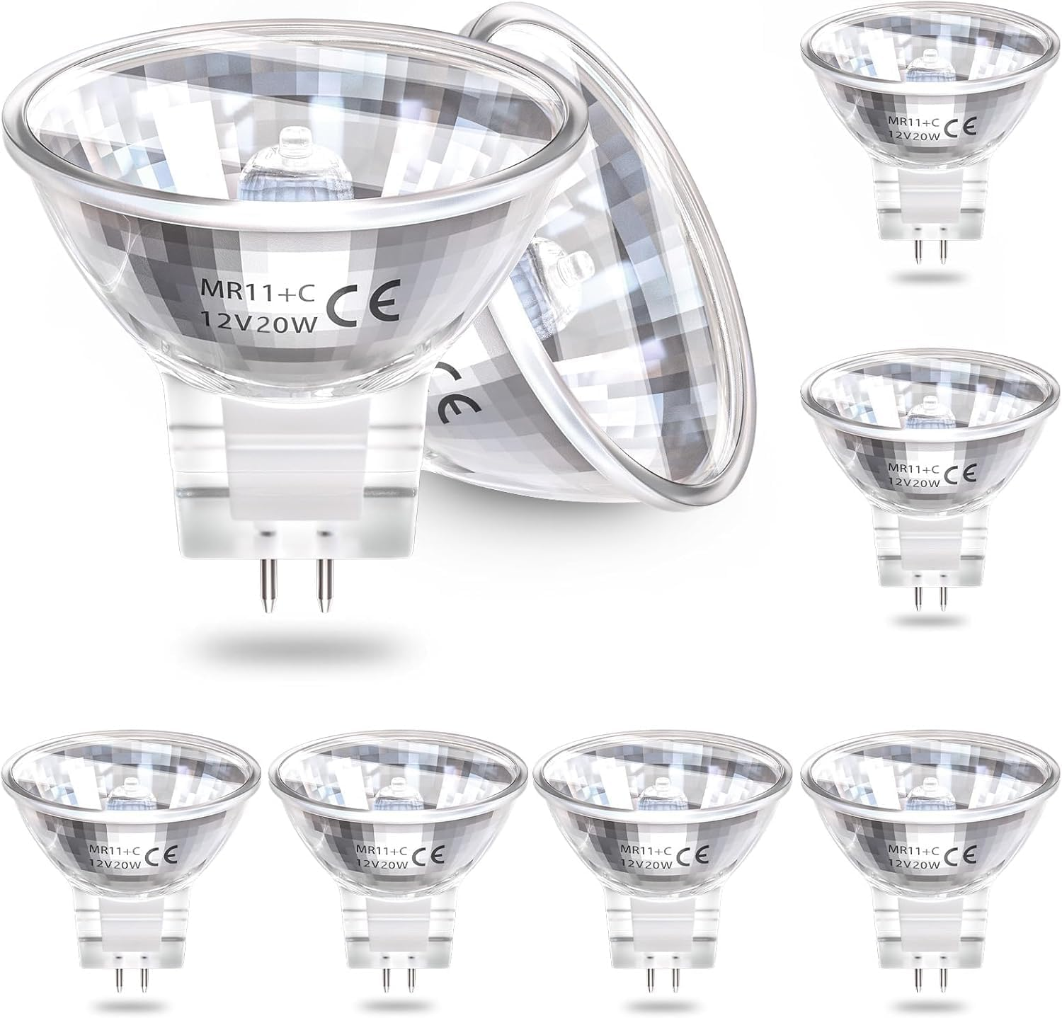 Bonlux 20W MR11 GU4 12V Halogen Light Bulb 35Mm Diameter Mirror Reflector and Protective Cover (8 Pack, Warm Light 2800K) image number 4