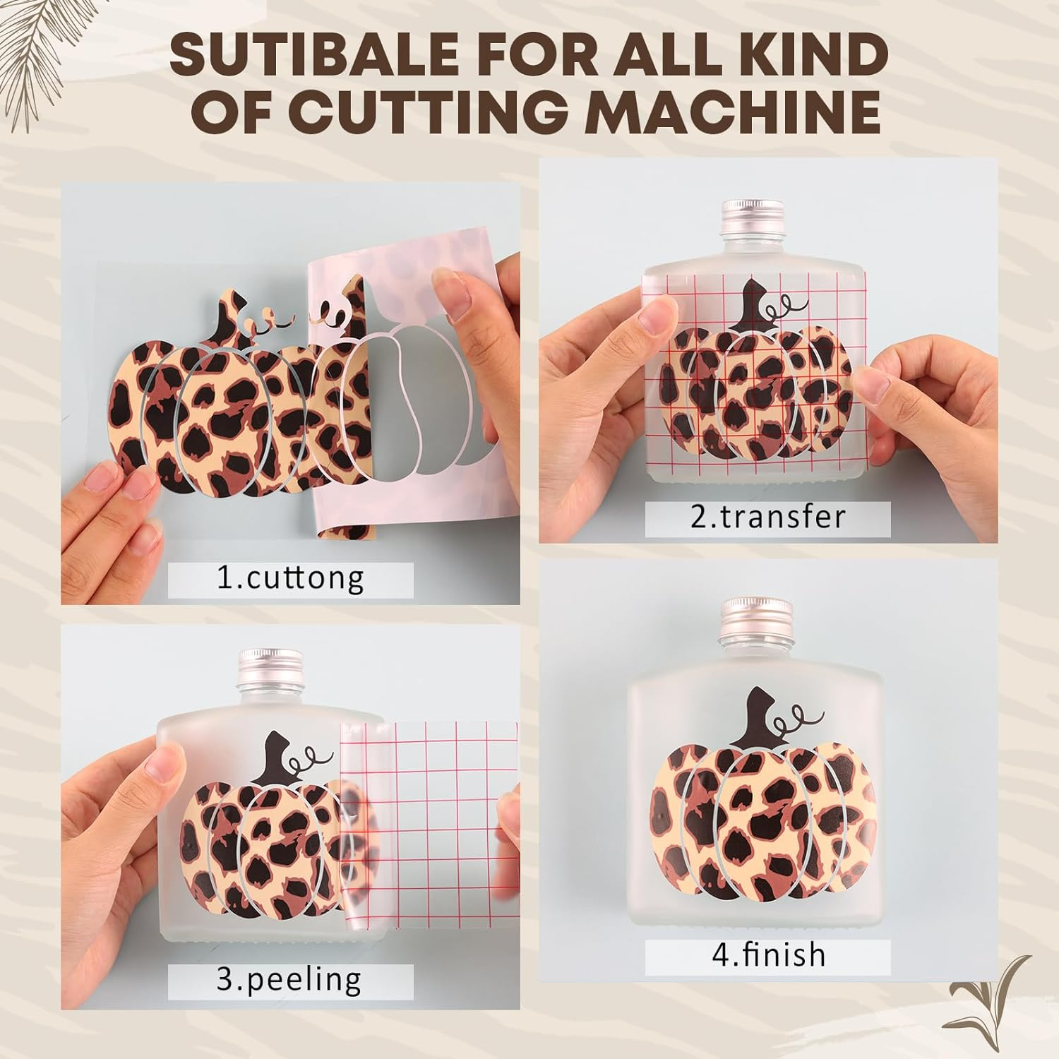 Tintnut Leopard Permanent Vinyl - 8 Sheets 12"X10", Cheetah Permanent Vinyl Sheets, Pattern Adhesive image number 2