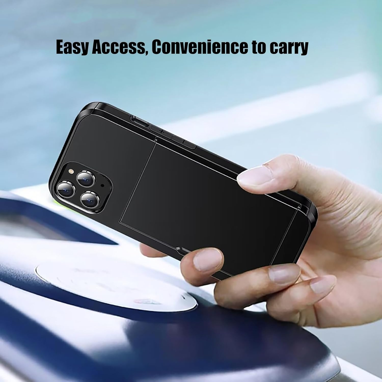 For Iphone 15 Pro Max Case with Card Holder (Store 2 Cards) Wallet Case Slim Dual Layer Heavy Duty Protective Shockproof Hidden Card Slot Phone Case for Iphone 15 Pro Max,Black image number 5