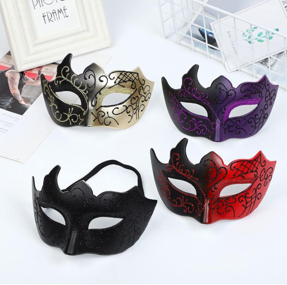 Masquerade Mask for Men Vintage Venetian Mardi Gras Halloween Christmas Party Masks (Red)