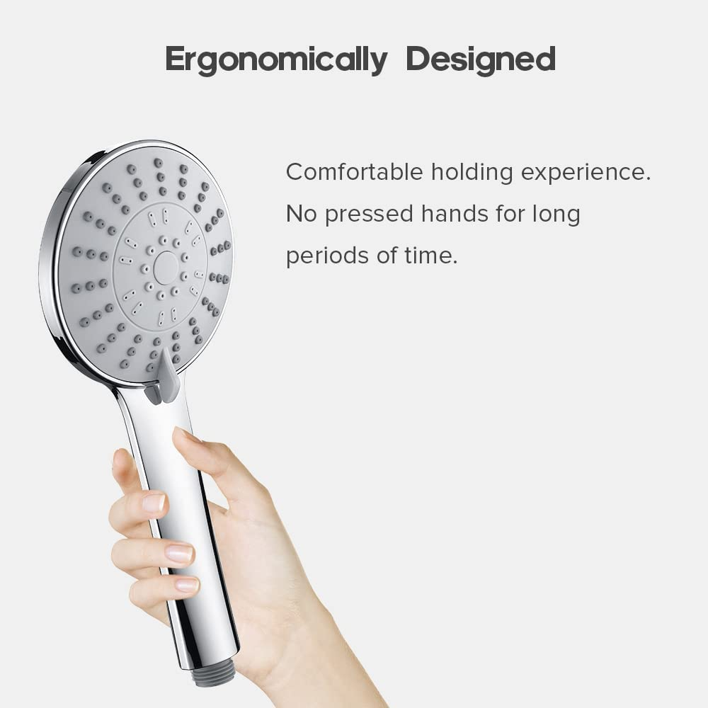 Decaura 5-Mode Handheld Shower Head round with 150Cm Shower Hose High-Pressure Spray Massage Chrome - Black image number 6