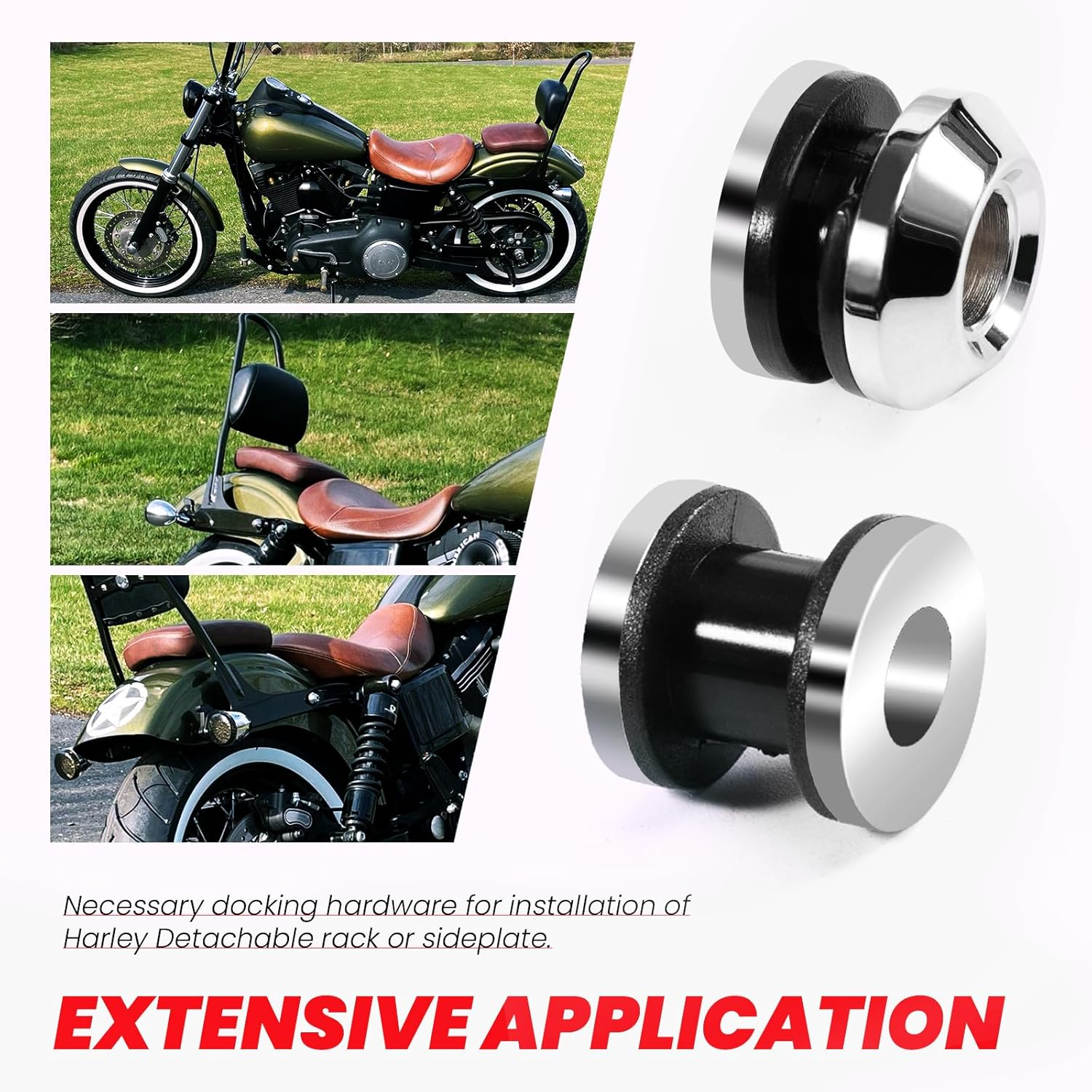 2006-2017 Passenger Backrest Sissy Bar Docking Hardware Kit Compatible with Harley Davidson Dyna Fat Bob Street Bob Low Rider Super Glide Wide Glide FXDL FXDF FXDWG Models Chrome image number 2