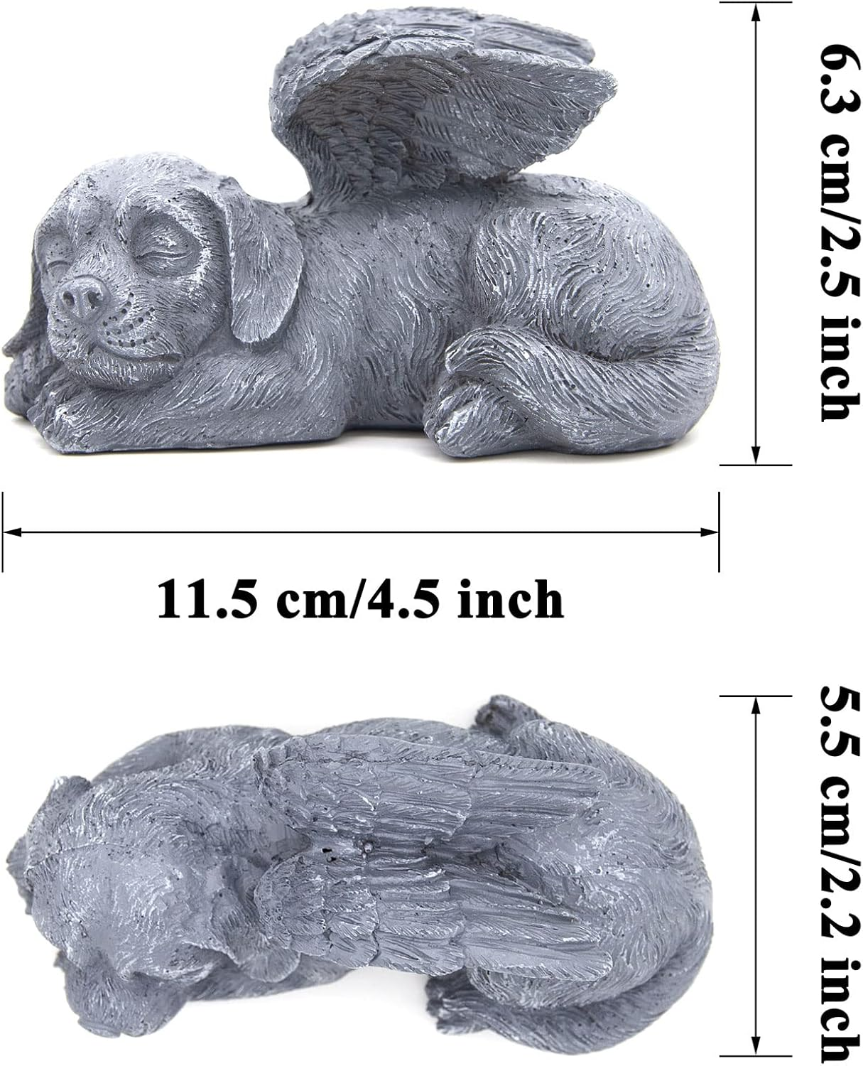 Lhybtm Dog Angel, Sleeping Dog, Sleeping Angel Dog, Grave Ornament for Resin, Angel Wings for Pets, Memorial Stone Heart, Resin Grave Ornament Statue for Home (11.5 X 5.5 X 6.3 Cm) image number 2