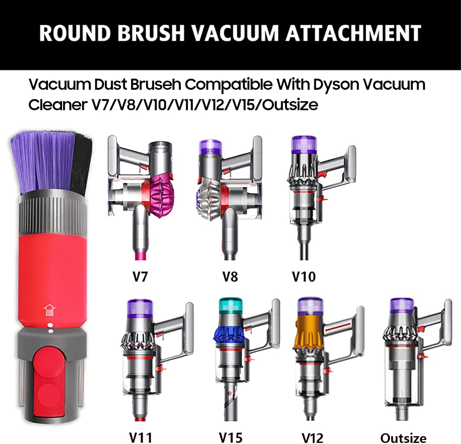 Scratch-Free Dusting Brush Attachment Replacement Compatible with Dyson Outsize V7 V8 Cyclone V10 V11 V12 Detect Slim V15 Detect Vacuum Cleaner, Nreirly Self-Cleaning Soft Dust Brush Vacuum Attachment image number 2
