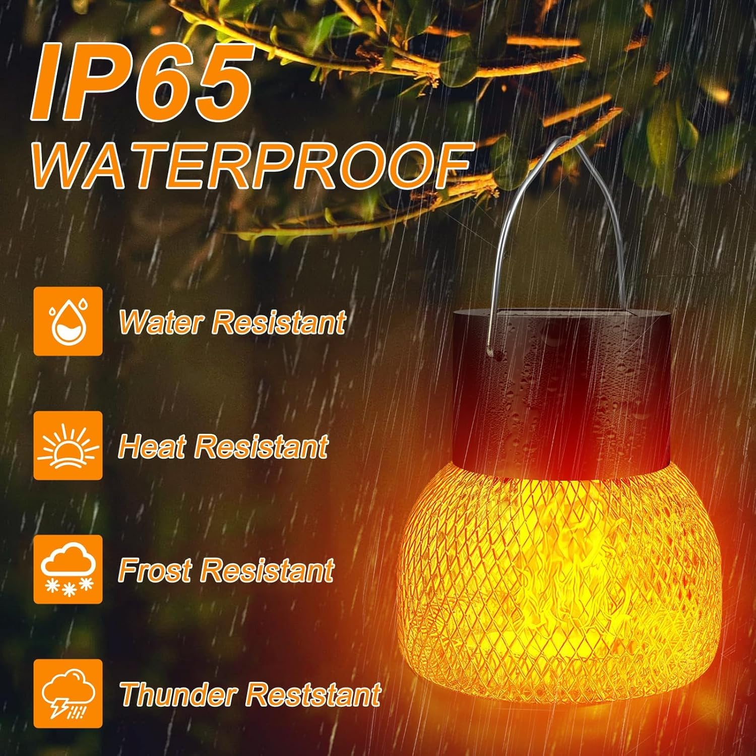 Solar Hanging Light, IP65 Waterproof Solar Lights for Outdoor Hanging, Solar Garden Lights for Outdoors, Lamp Outdoor, Hanging Light, for Gardens, Yards, Fences, Trees, 4 Pieces image number 6