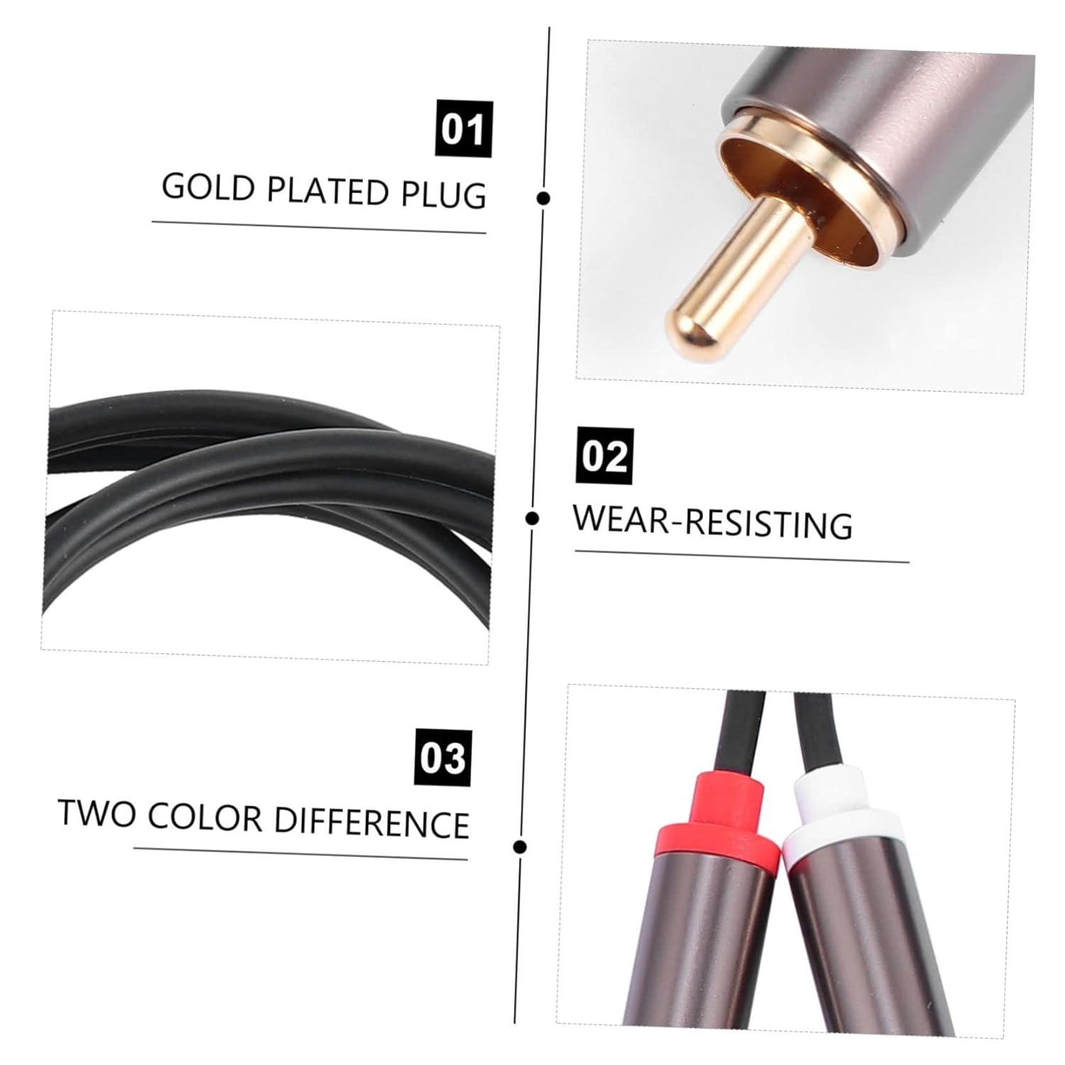 Male to Male Audio Conversion Cable for Home Theater and Gaming Consoles Durable Tangle Design Color Coded For image number 2