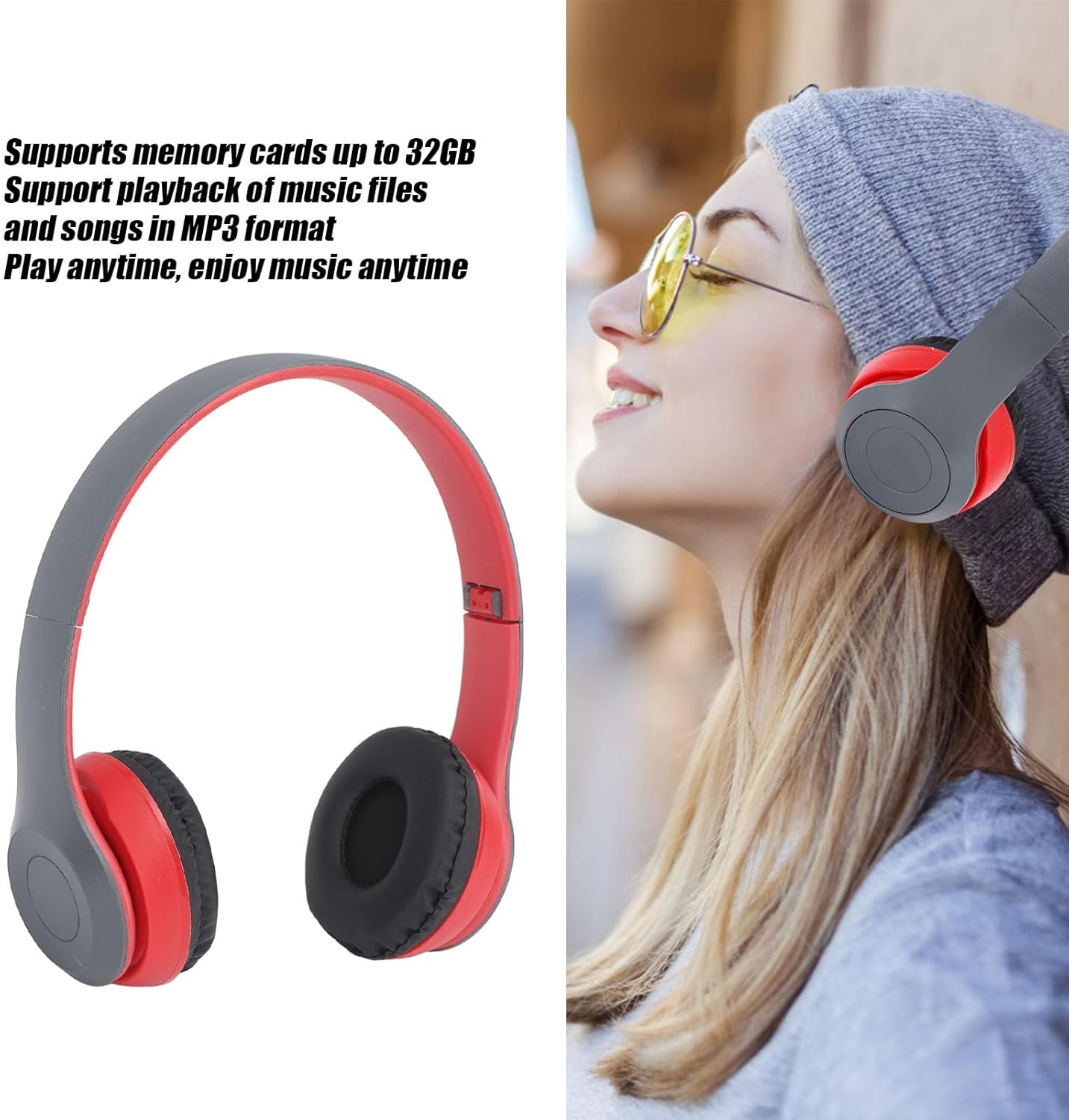 Bluetooth Headphones over the Ear, P47 BT Bluetooth Noise Cancelling Headphones Foldable Wireless for Sports Music Lovers Gift Women Men image number 2