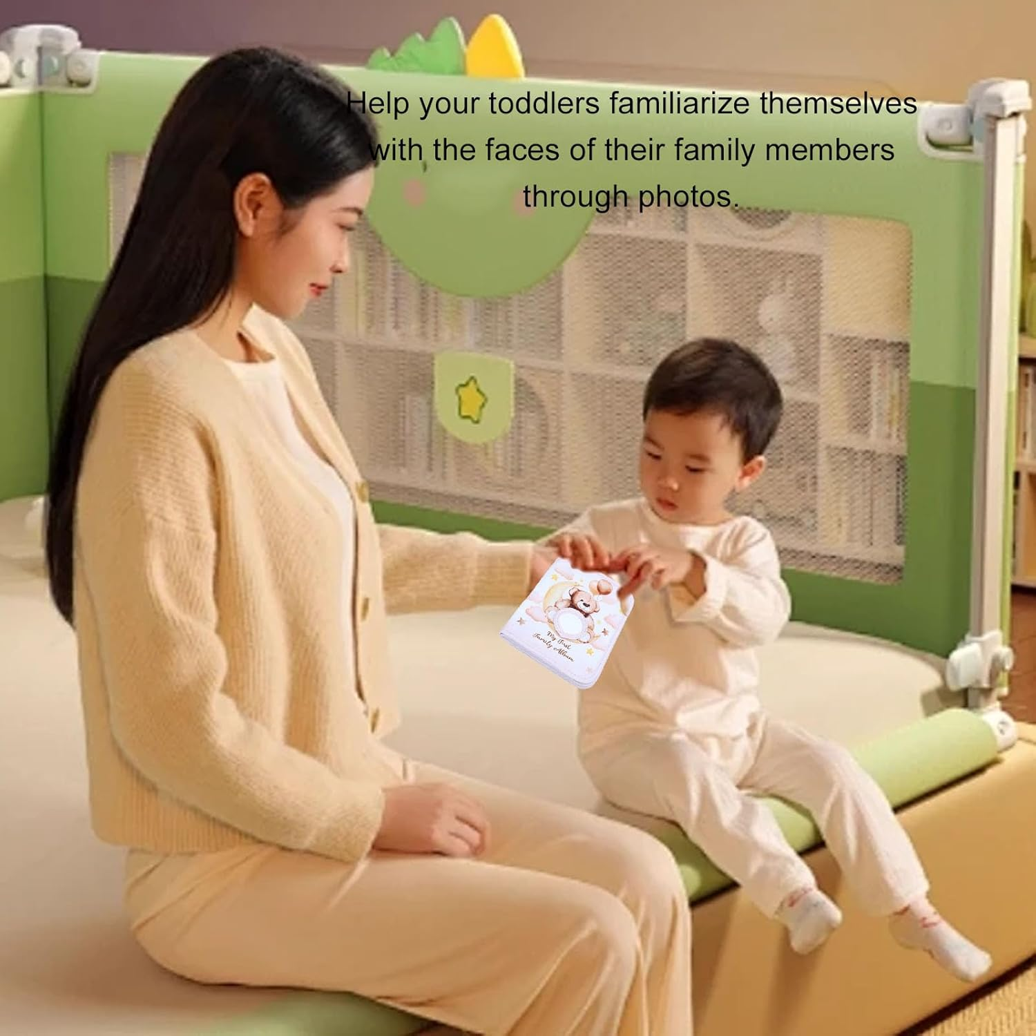 Generic My First Family Albums, Soft Photo Cloth Book for Toddlers with Safety Mirrors, Holds 17 4X6Inch Photos, Brown Bear Themed Newborn Kids