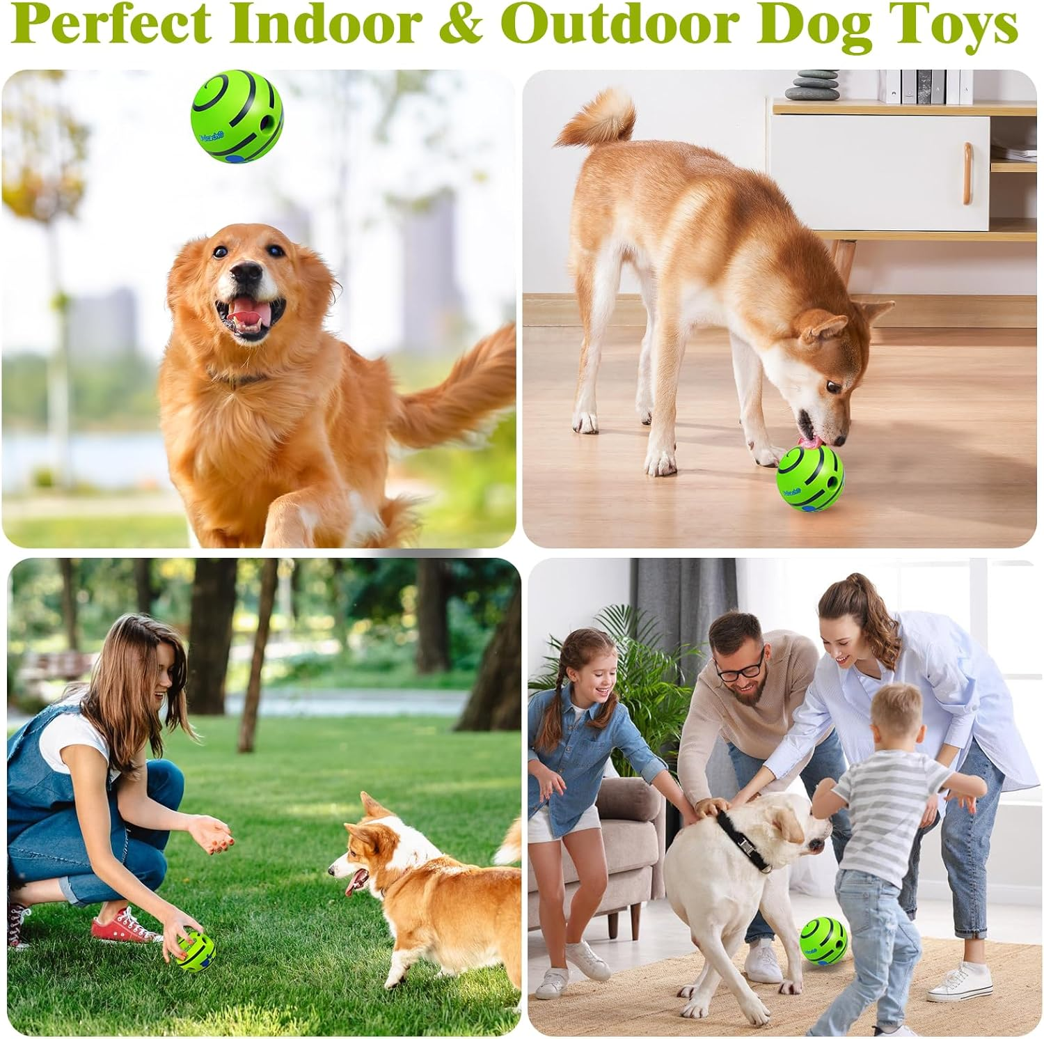 Dog Balls Interactive Dogs Ball for Large Dogs, 5.51Inch Dog Toy, Indestructible, Fun Squeaky Ball for Boring Training Teeth Cleaning image number 3