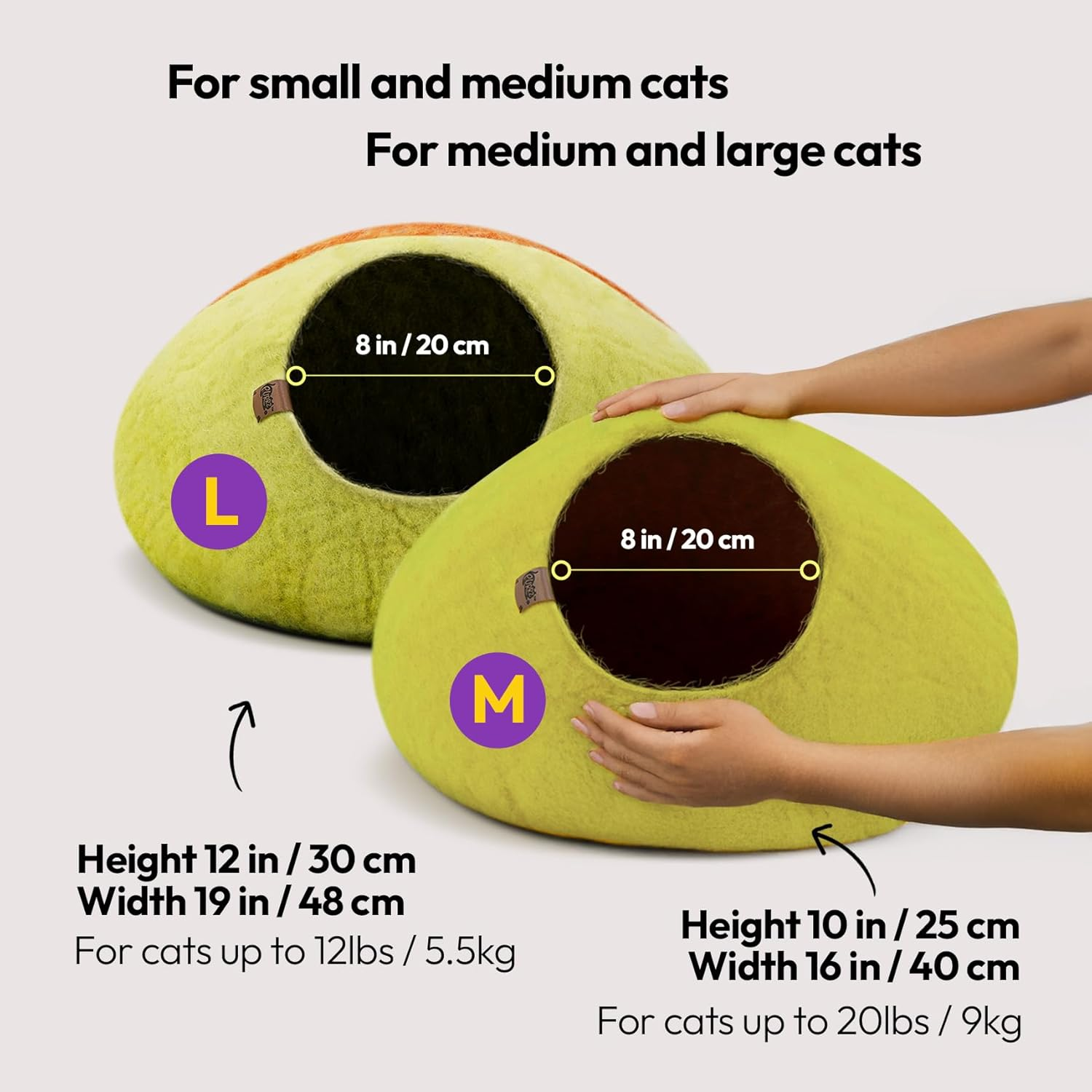 Luxury Cat Cave | Natural Wool Felt Handmade Cat House, Cat Beds, Cat Condo, Cat Furniture, Cat Beds for Indoor Cats, Cat Houses for Indoor Cats, Cat Hideaway (Medium, Gumtree) image number 1