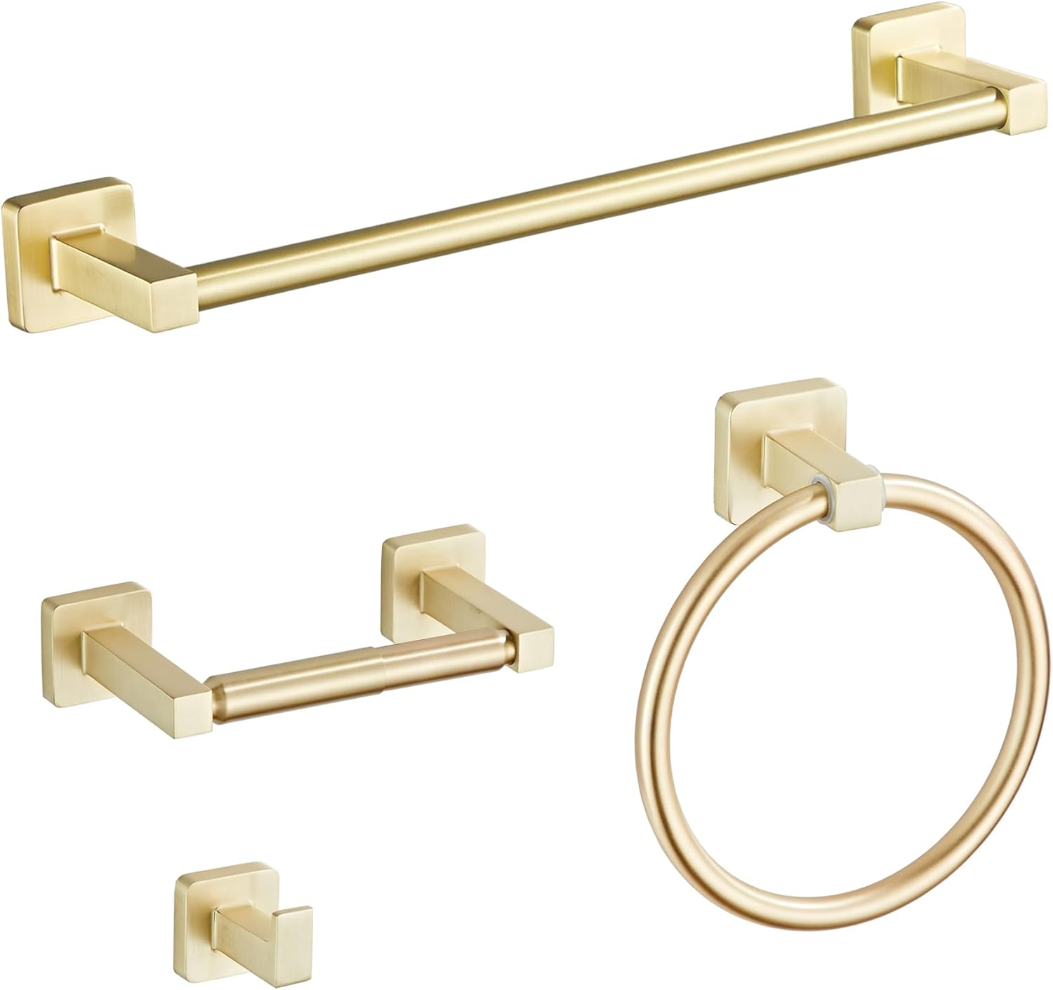 Brushed Nickel Bathroom Hardware Set 4 Pieces,Towel Bar Set Stainless Steel Wall Mounted, Includes 16In Hand Towel Bar, Towel Ring, Robe Towel Hooks,Toilet Paper Holder, Bathroom Towel Rack Set&hellip;