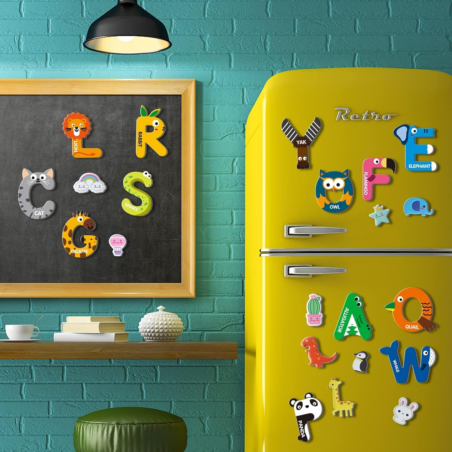 Large Size Magnetic Letters, Cute Animal Alphabet ABC Magnets for Fridge Colorful Uppercase Animals Toys Set Educational Spelling Learning Games for Kids, Toddlers 3 4 5 Years Old image number 2