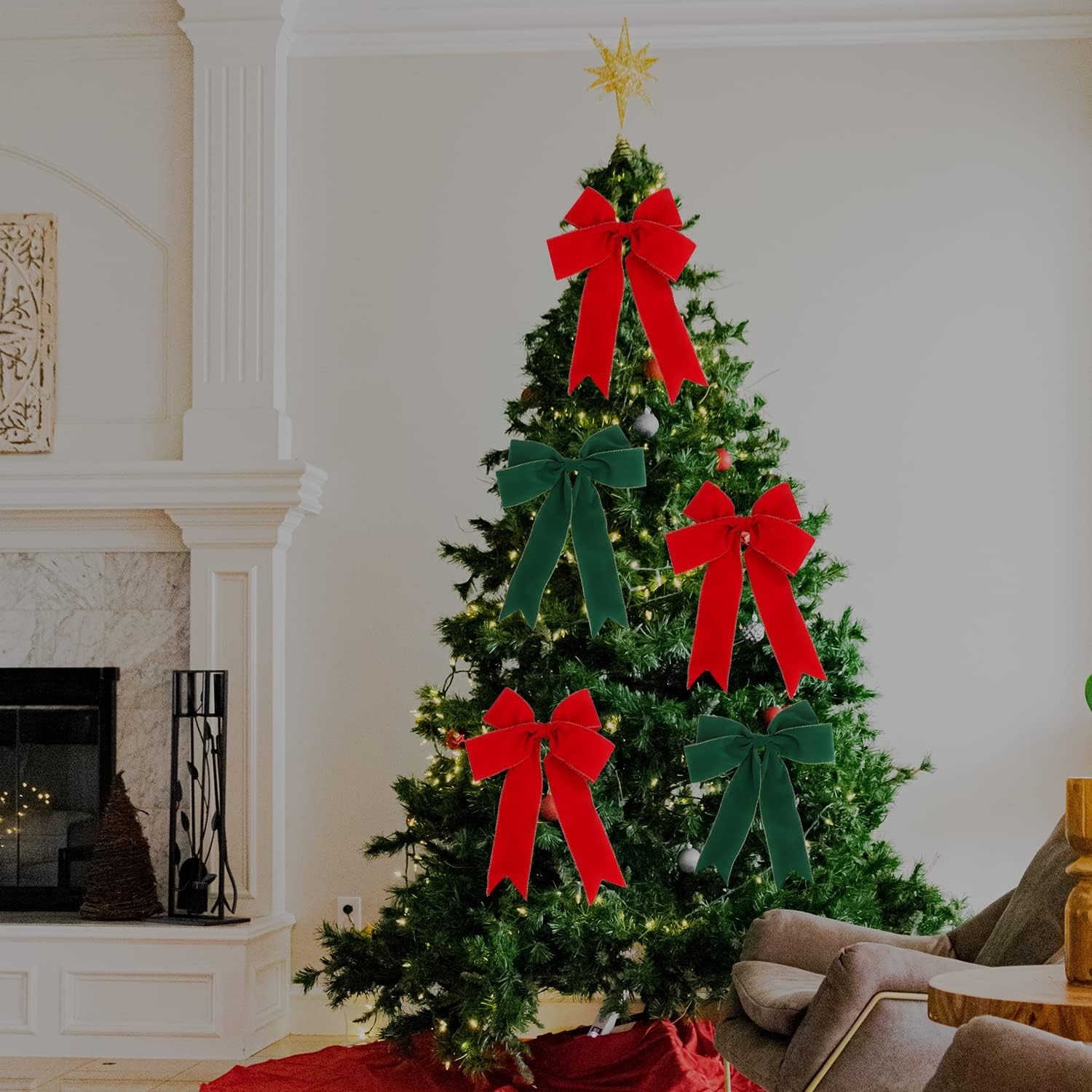 2 Rolls Christmas Wired Ribbon, 2.5 Inch X 10 Yards Red Green Velvet Xmas Ribbon with Gold Edge Vintage Christmas Ribbon for Christmas DIY Craft Home Garland Bow Door Wreath Decorations image number 3