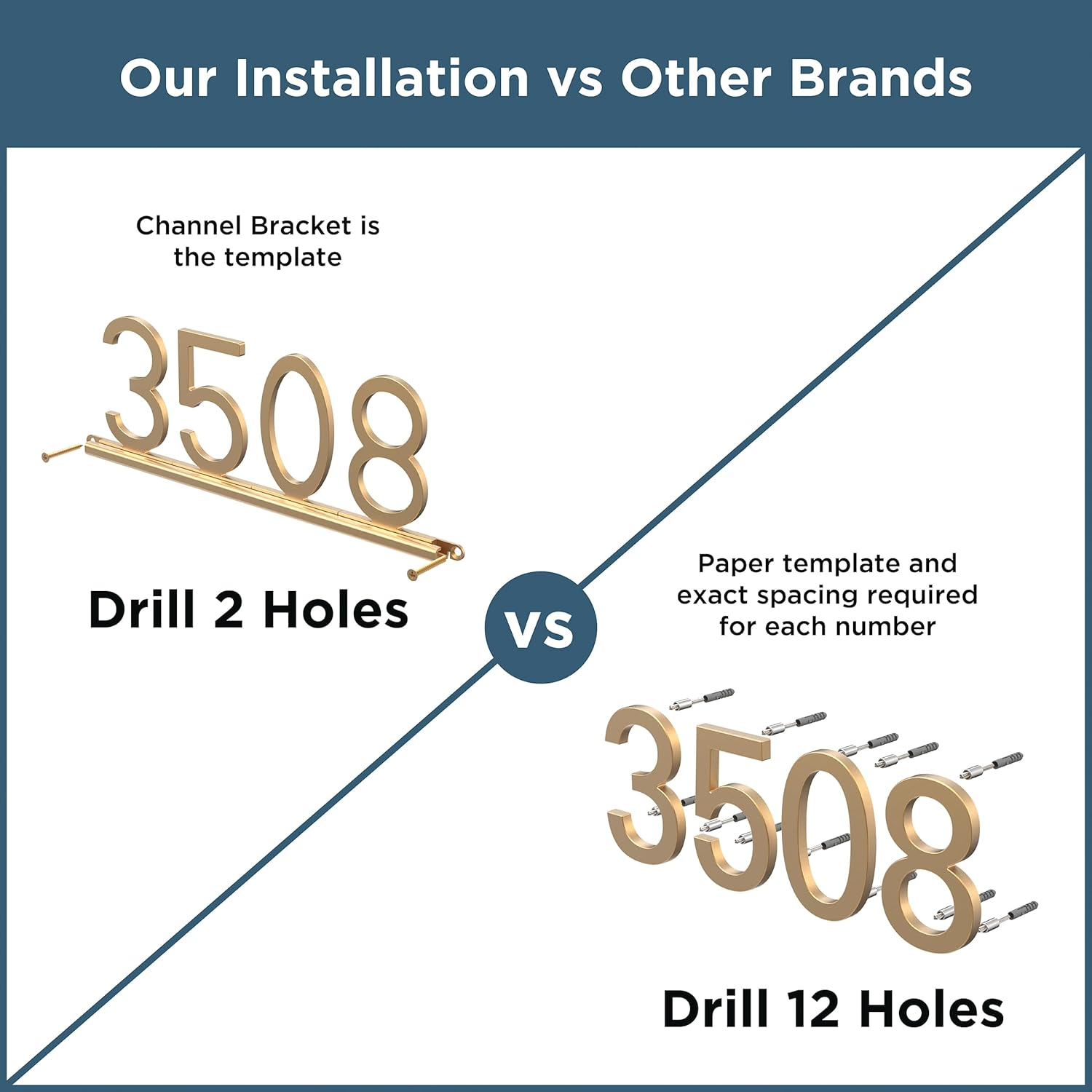 Franklin Brass Derby (1-Pack) "8" Modern Metal House Numbers for Customized System in Satin Gold | outside Number Plaque | Rust-Resistant, Personalized Address Sign