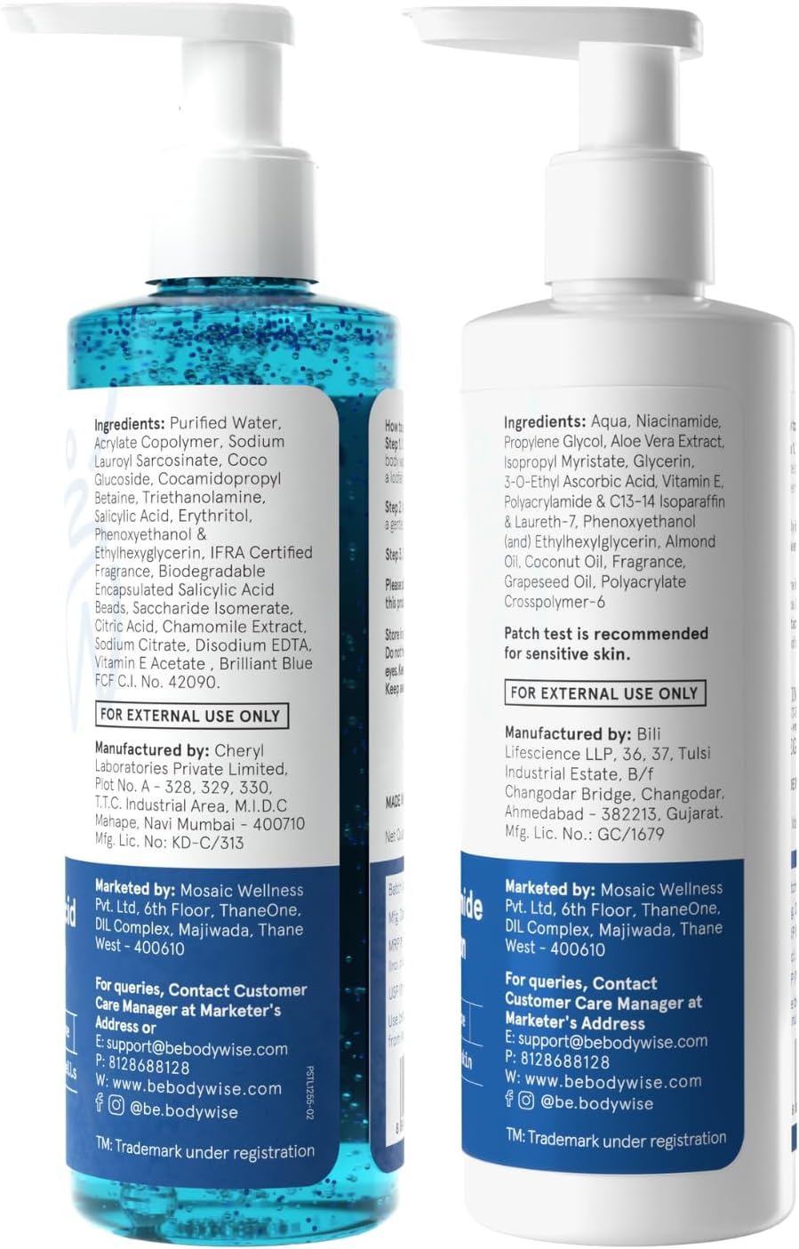 Be Bodywise Acne Reduction Kit with 1% Salicylic Acid Wash & 10% Niacinamide Hydrating Face & Body Lotion | Prevents Acne, Exfoliates & Promotes Glowing Skin | 450 Ml