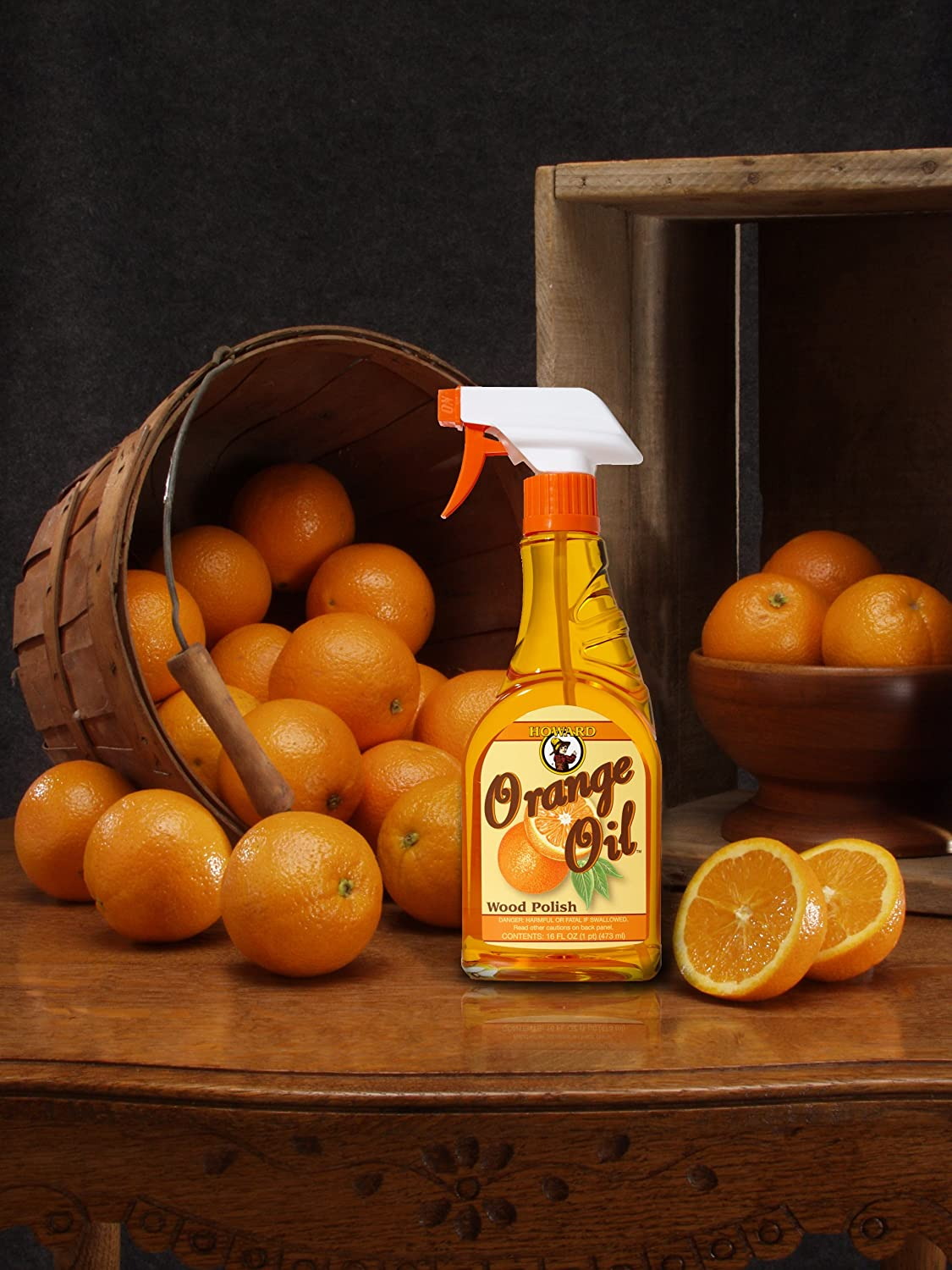 HOWARD PRODUCTS ORS016 Extra Nourishing Orange Oil Wood Polish, Designed for All Wood Furniture, Fresh Citrus Scented, 473Ml image number 2