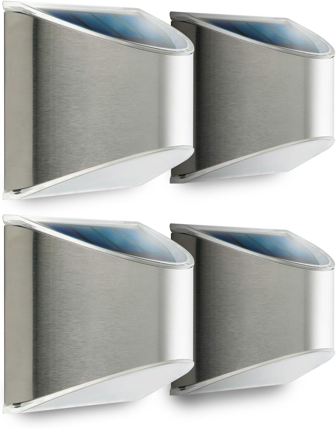 Home Zone Security Solar Wall Lights - Decorative Outdoor Solar Fence Post and Step Lights, Weatherproof with No Wiring Required, Stainless Steel (4-Pack) image number 2