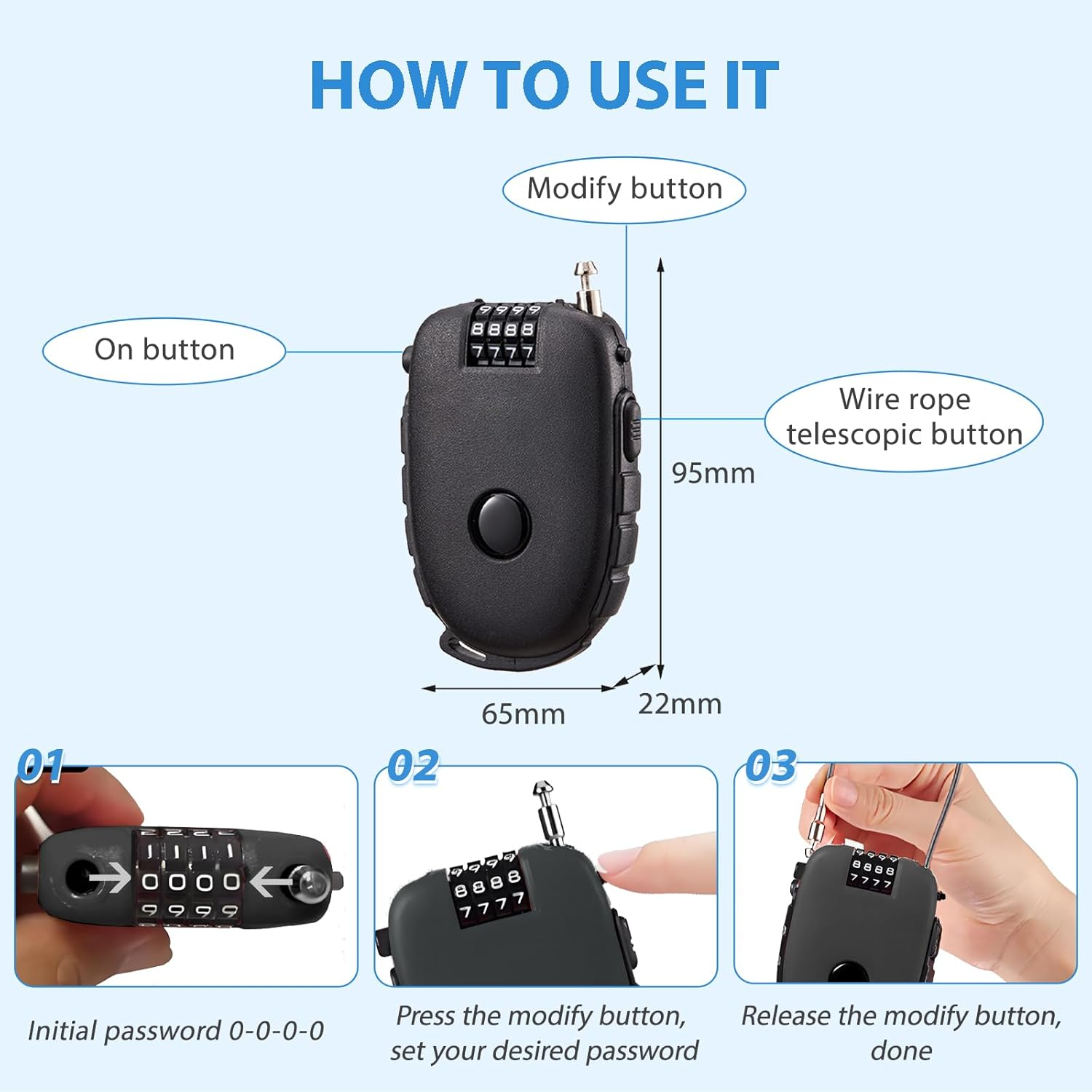 Checkzed 4-Digit Combination Padlock with Flexible Cable, Mini Heifer-Shaped Lock for Luggage, Suitcase, Laptop, Bike, Stroller, Toolbox, Locker, Safety Pad Lock for Travel Security