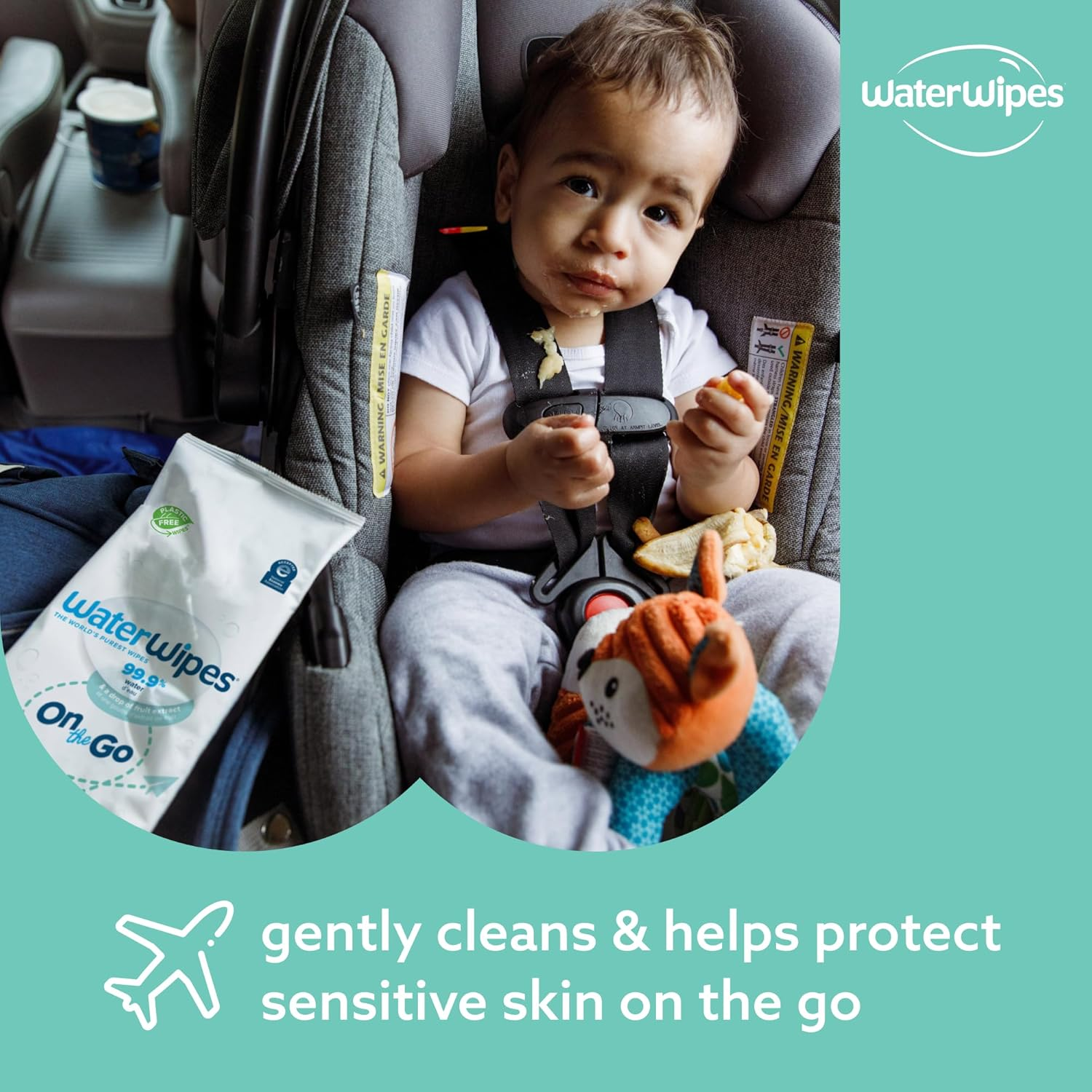 Waterwipes on the Go 8X28Pk Multipack, Ideal for Travel, Designed for Face & Body, 99% Water-Based Wet Wipes image number 2