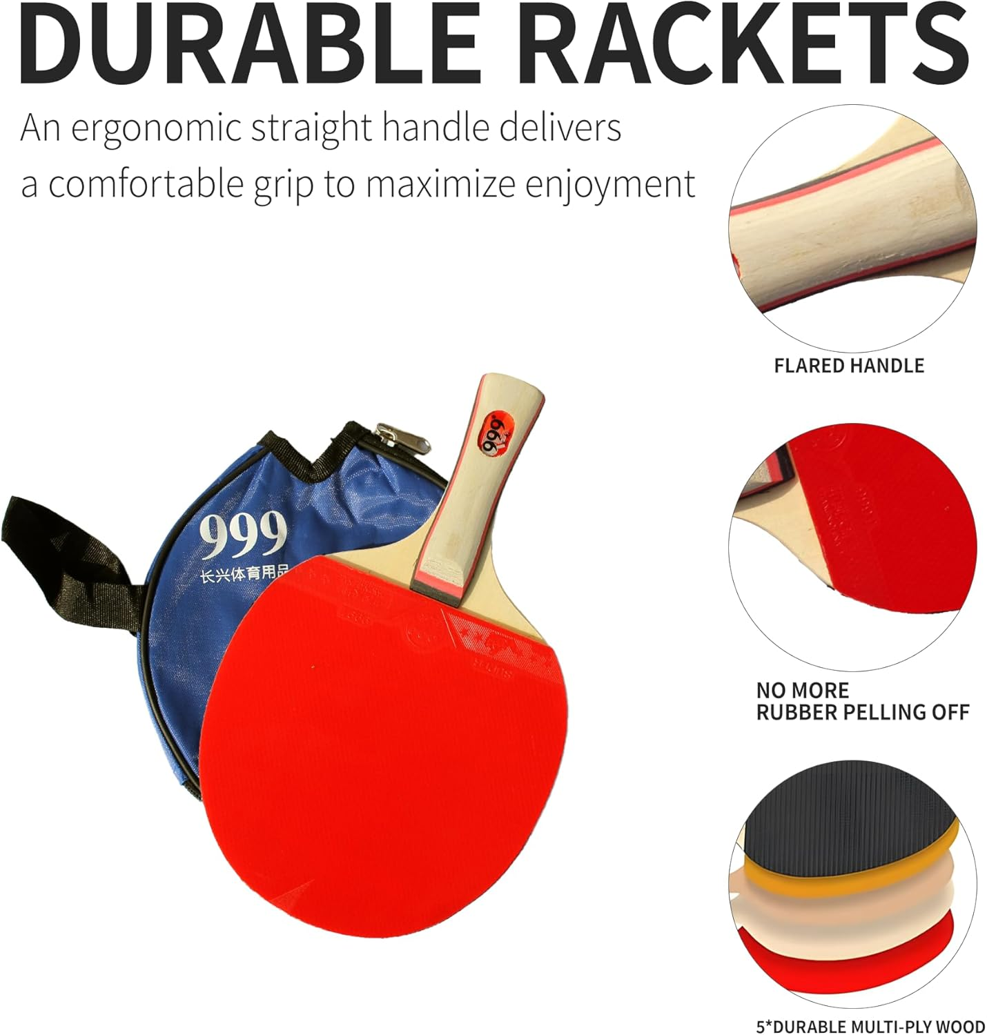 SPP Portable Table Tennis Set &ndash; Retractable Ping Pong Net, 2 Table Tennis Rackets, 6 Ping Pong Balls &ndash; Adjustable Net for Any Table, Indoor & Outdoor Play, Complete 2-Player Kit image number 1