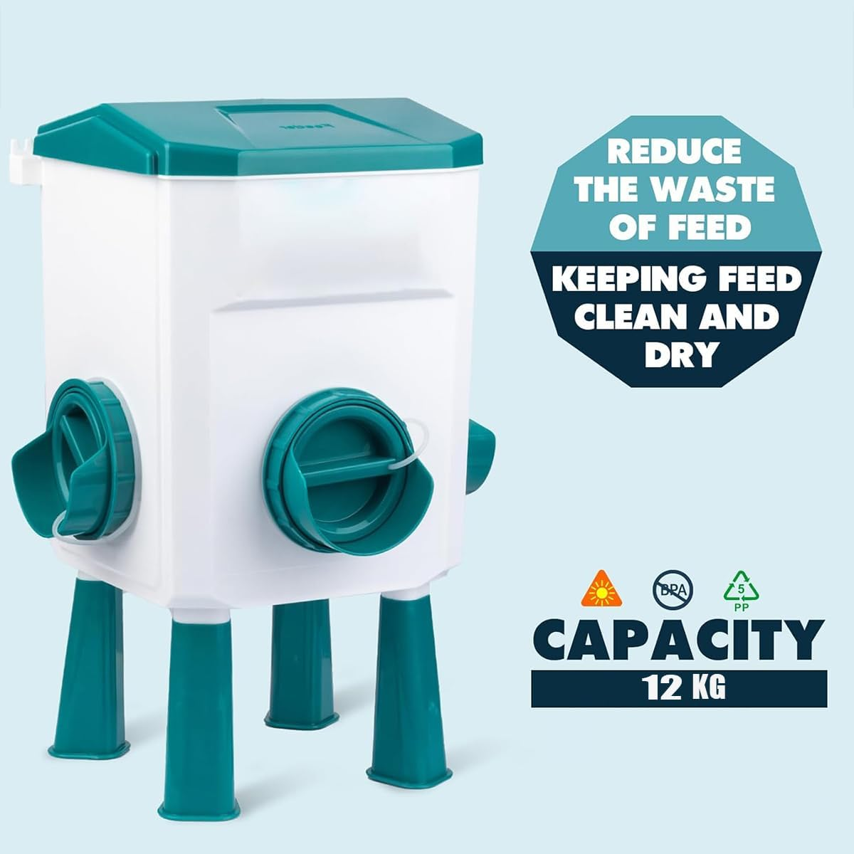 CLOUDSEASON Chicken Waterer Float Controlled for Continuous Water Large Capacity 12KG Auto Chicken Feeder and 11L Poultry Waterer with 145Cm Water Hose (One End 2Cm) image number 1