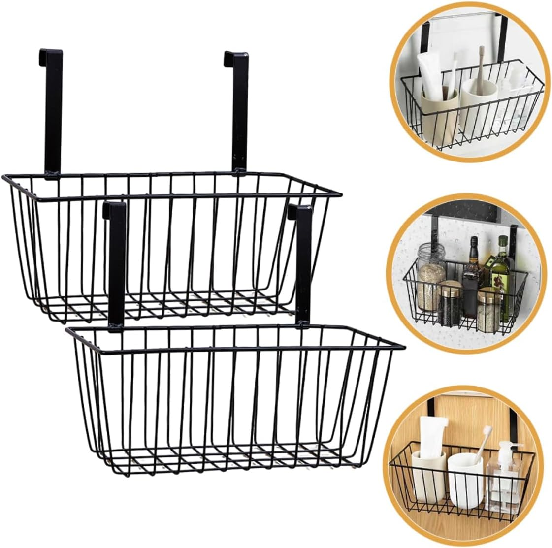 CIYODO 2Pcs Iron Hanging Basket for Bathroom and Kitchen Storage Multi-Use Sundries Rack Space-Saving Toiletries Organizer for Home Dorm and Utility Rooms image number 2