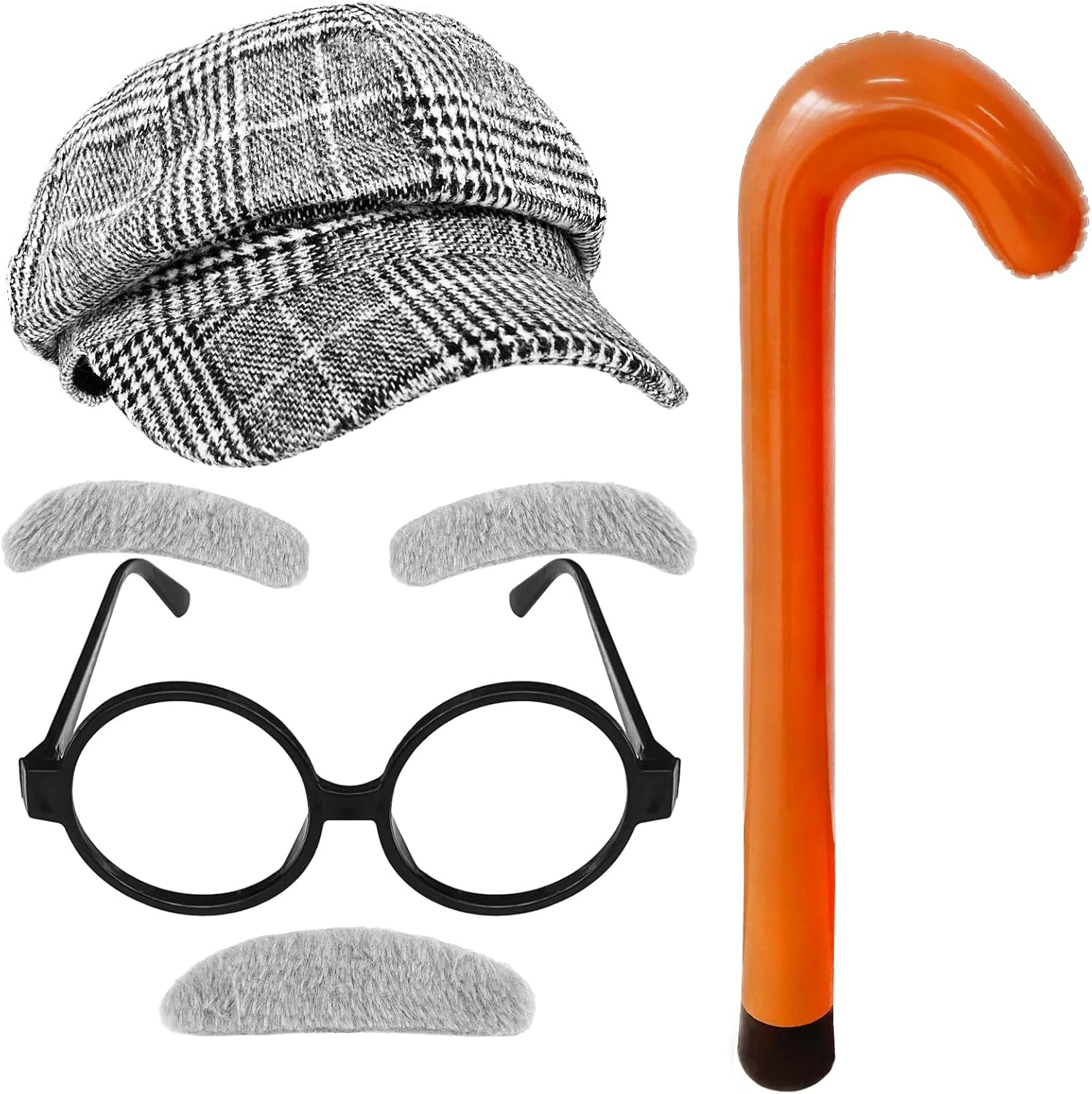 4 PCS 100Th Day of School Costume Old Man Costume,Grandpa Costume Set,Dressing up Old Man Costume Accessories for Kids,Boys,Cosplay Party,Halloween Grey image number 4