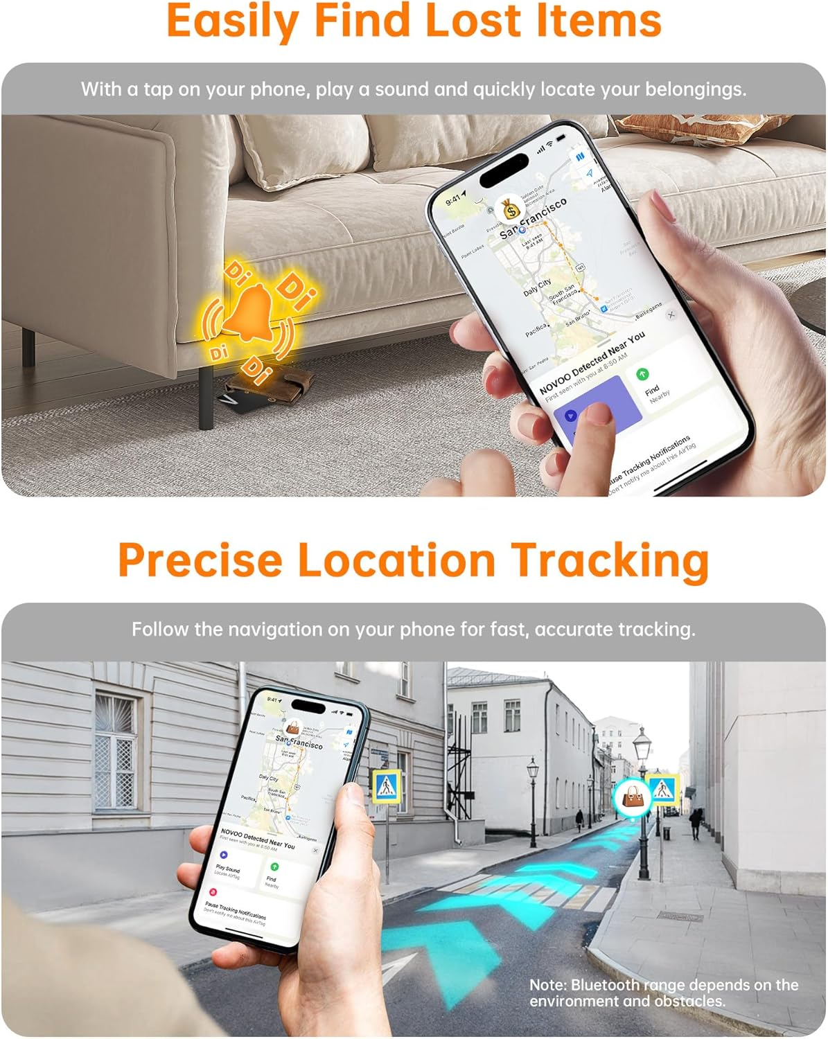 NOVOO Thinnest Smartcard Wallet Tracker 1.6Mm, 6-Year Battery Life,Works with Apple Find My(Ios Only),Smart Bluetooth Tracker Thin GPS Item Finder for Purse,Luggage Tag,Passport,Ip68 Waterproof 2 Pack image number 6